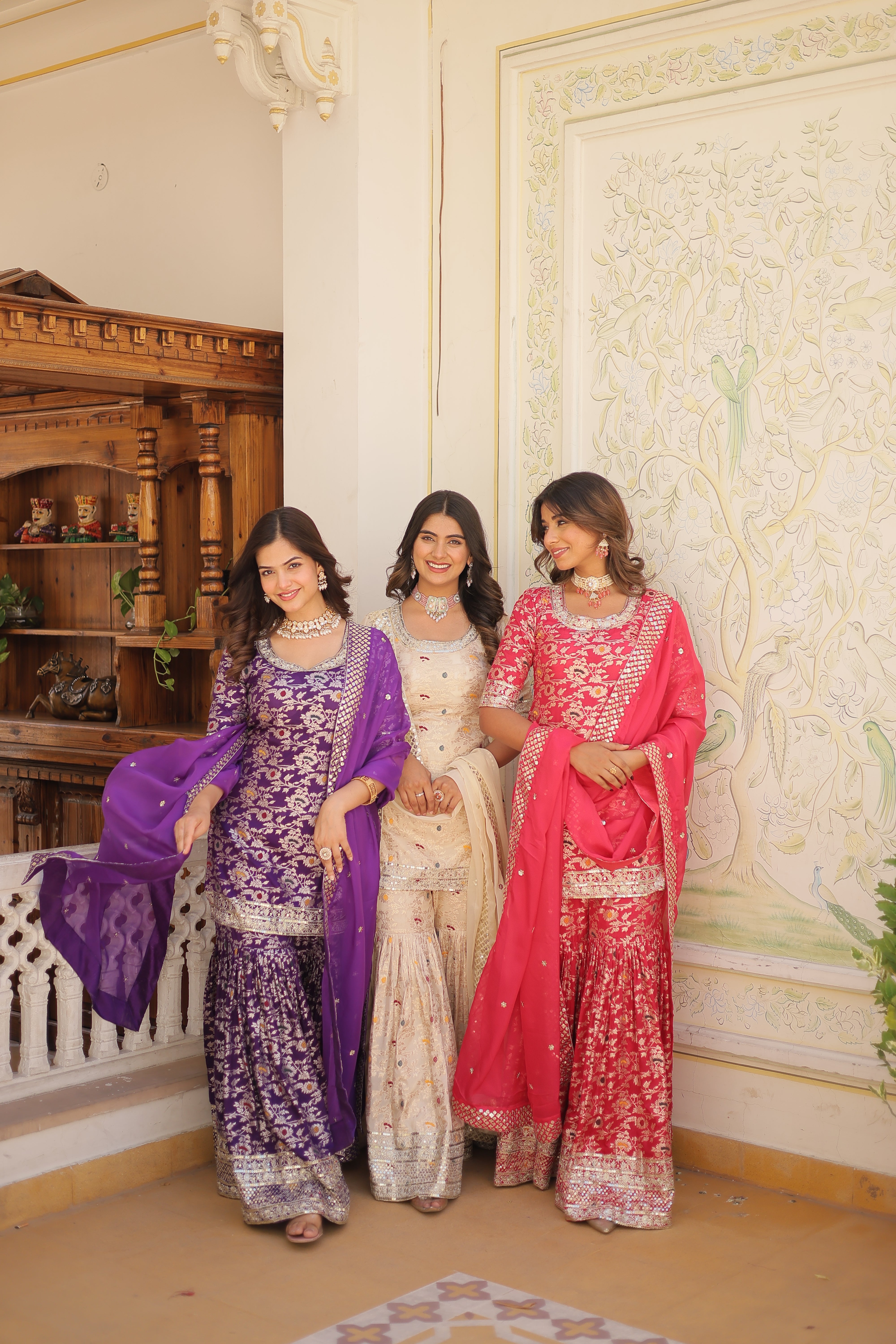 Purple Beautiful Kurta Sharara Set With Dupatta