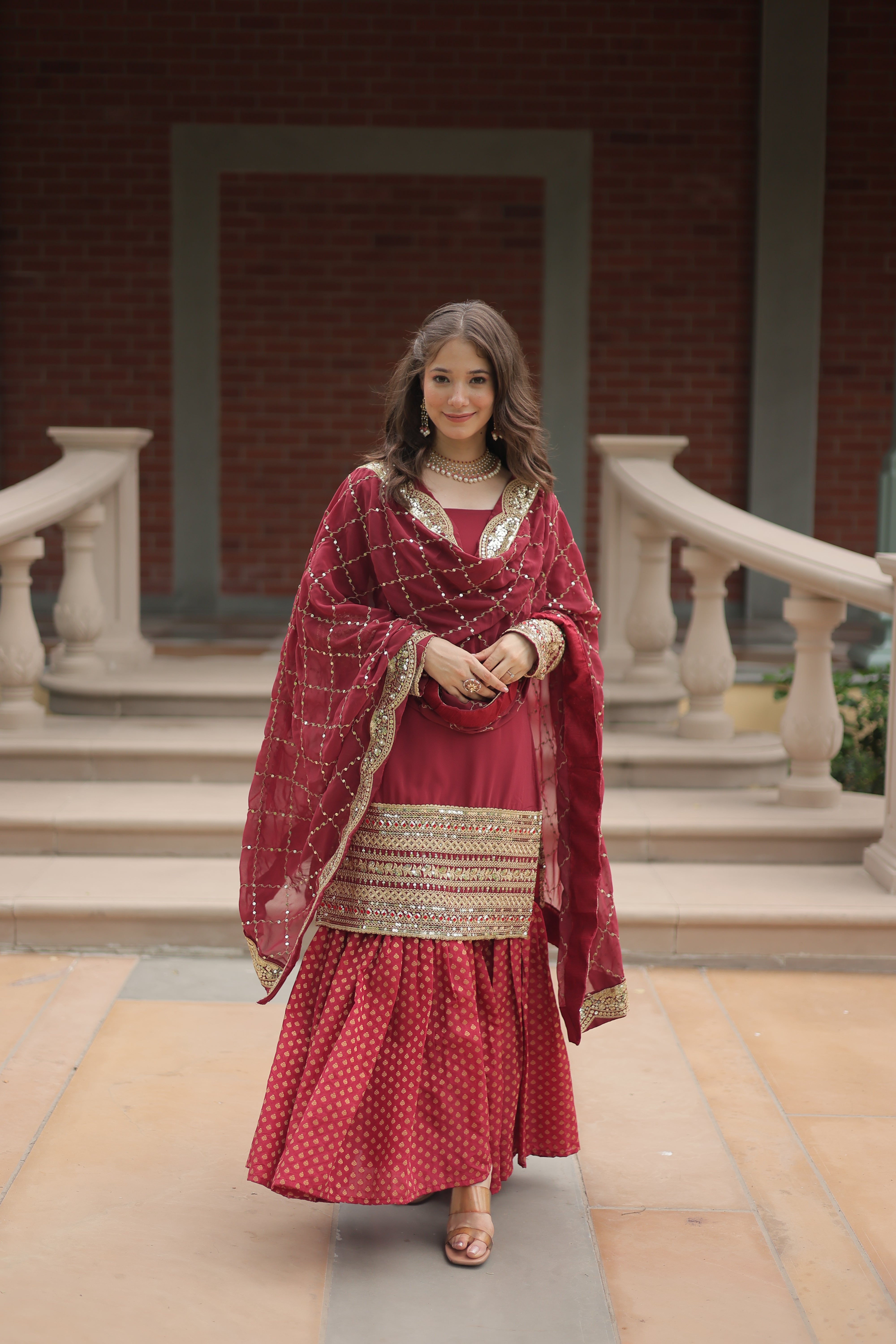 Women's Designer Kurta Sharara With Dupatta Sets