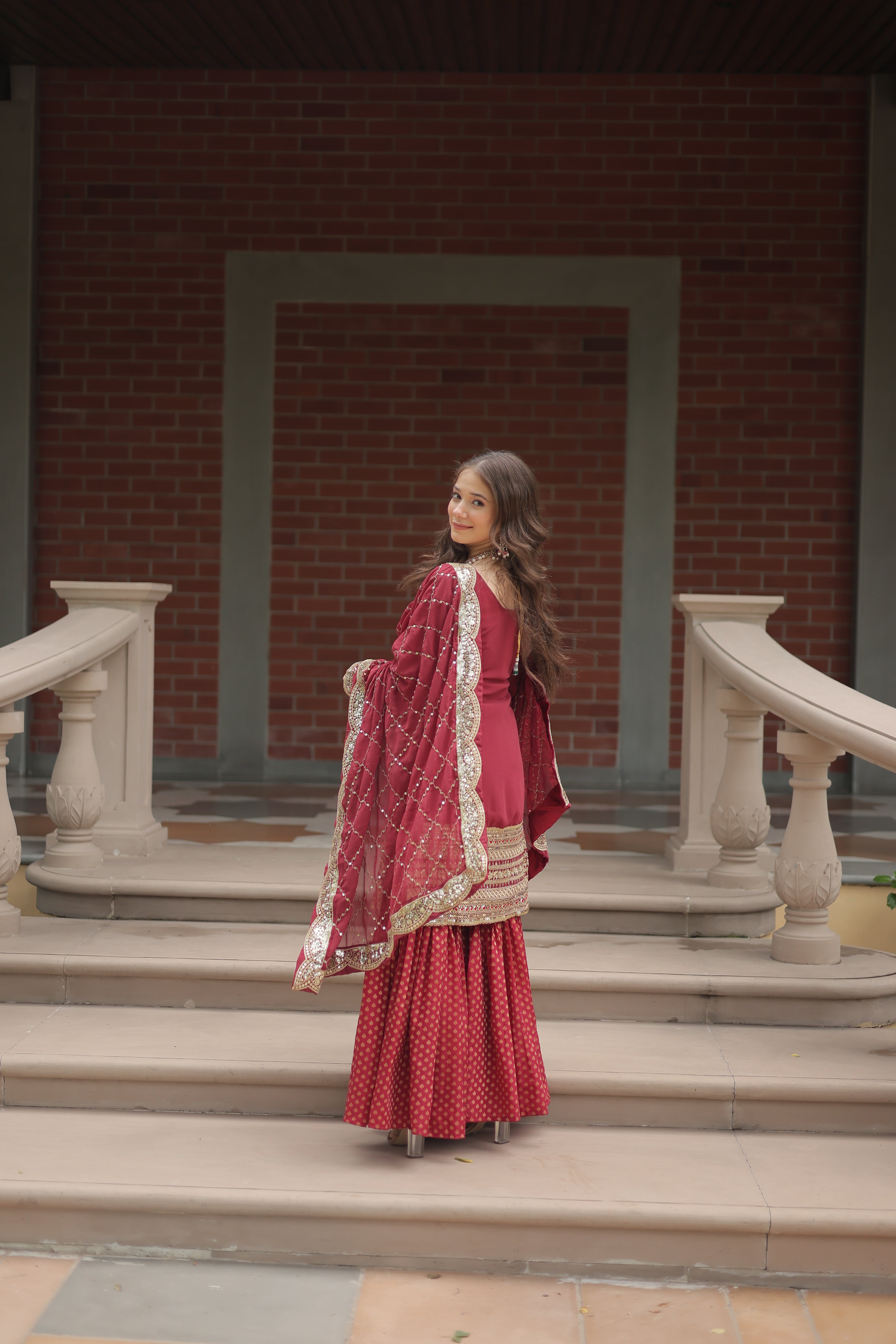 Women's Designer Kurta Sharara With Dupatta Sets