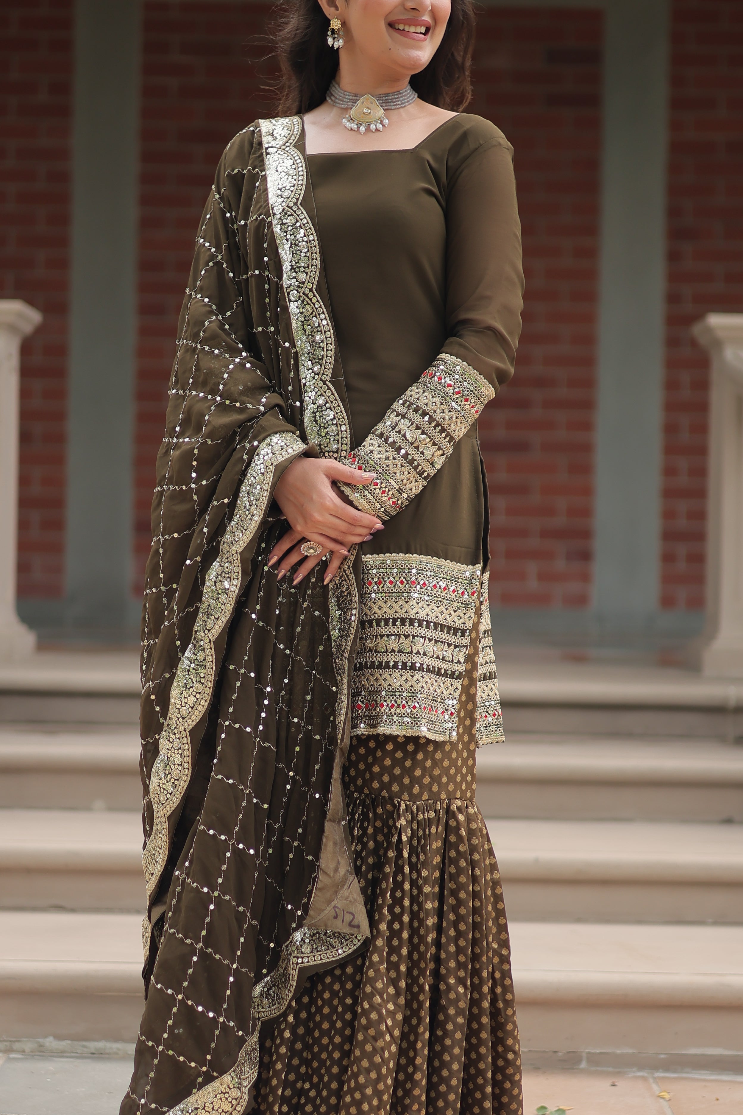 Women's Designer Kurta Sharara With Dupatta Sets