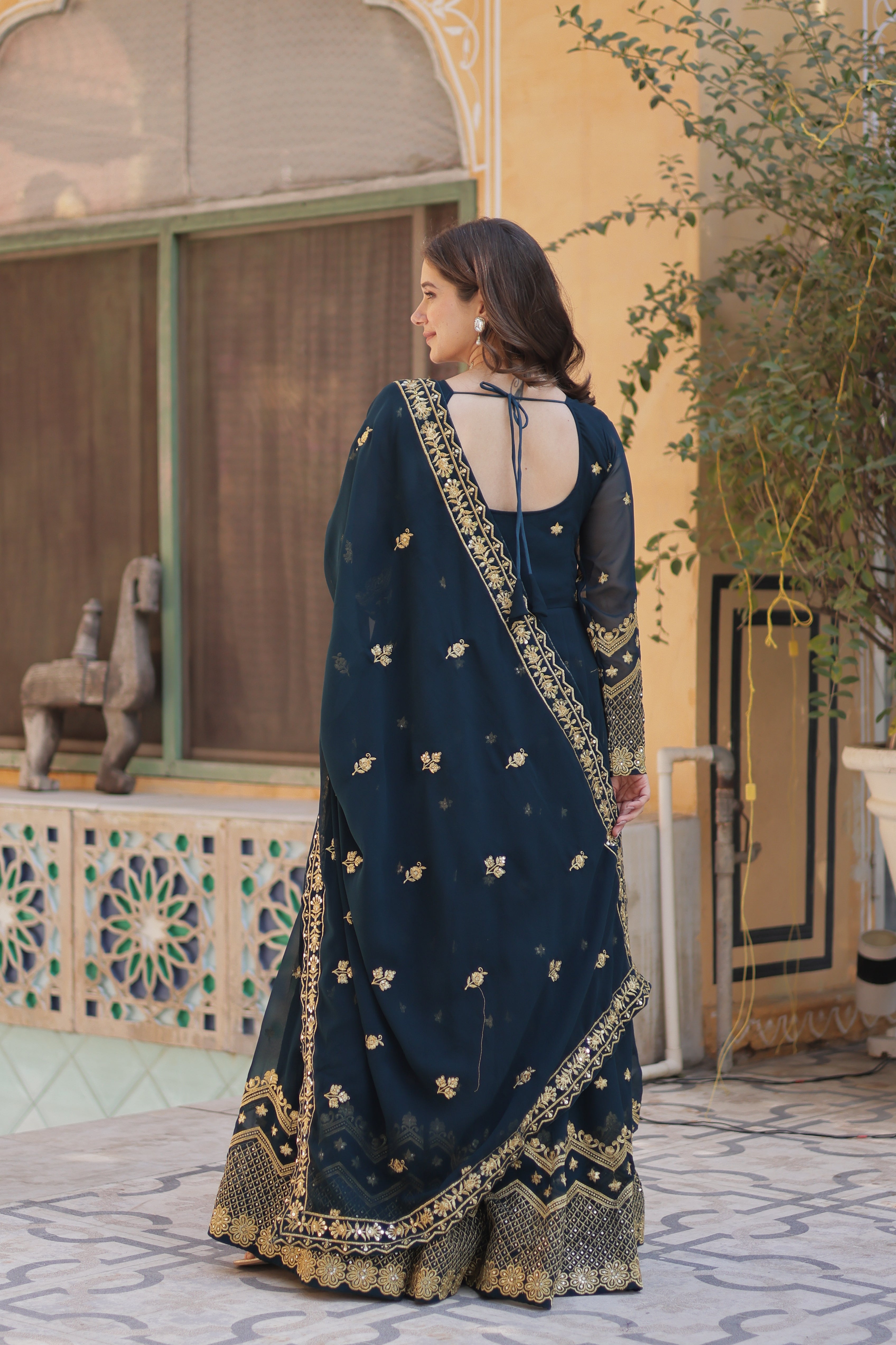 Readymade Georgette Gown With Dupatta sets