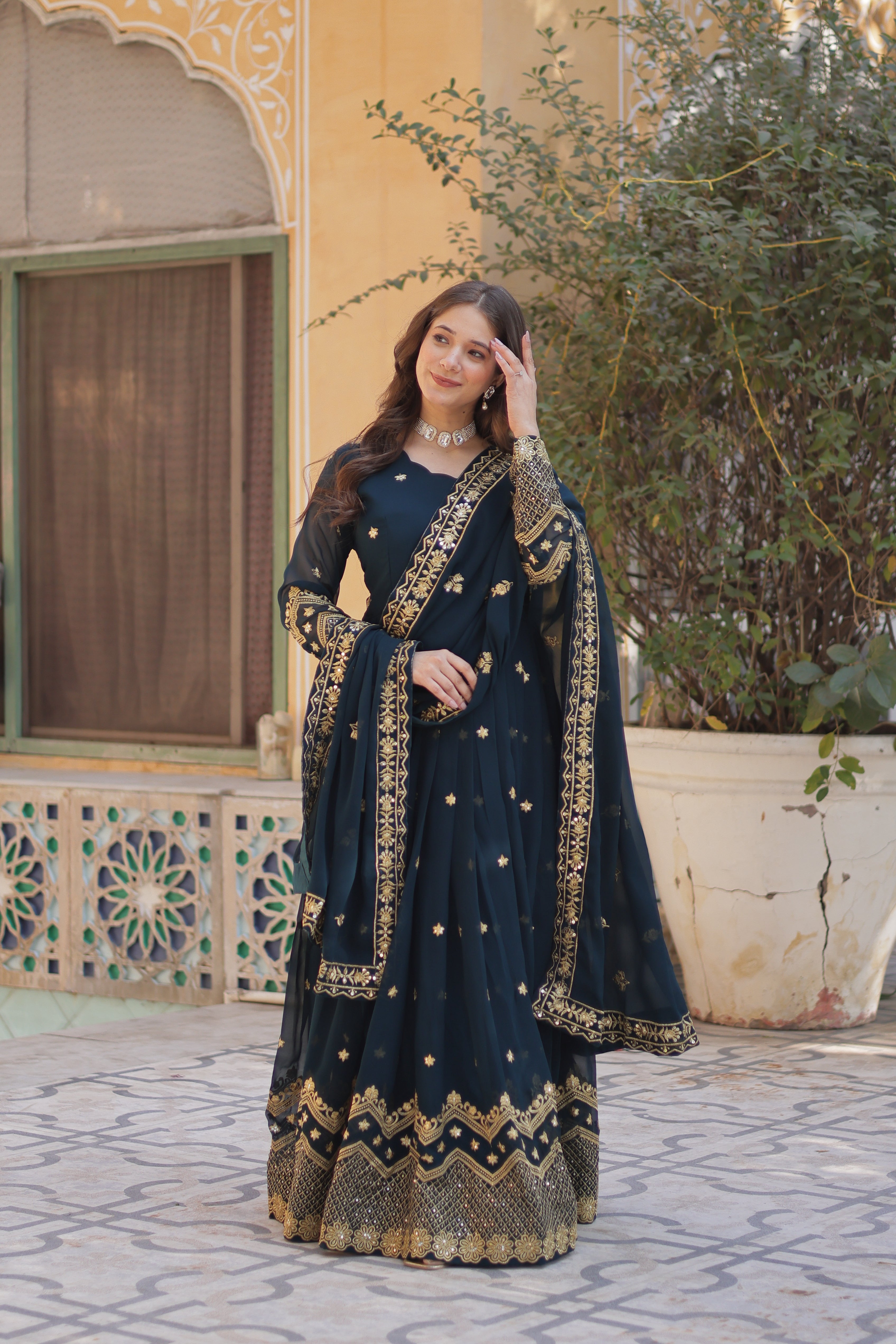 Readymade Georgette Gown With Dupatta sets