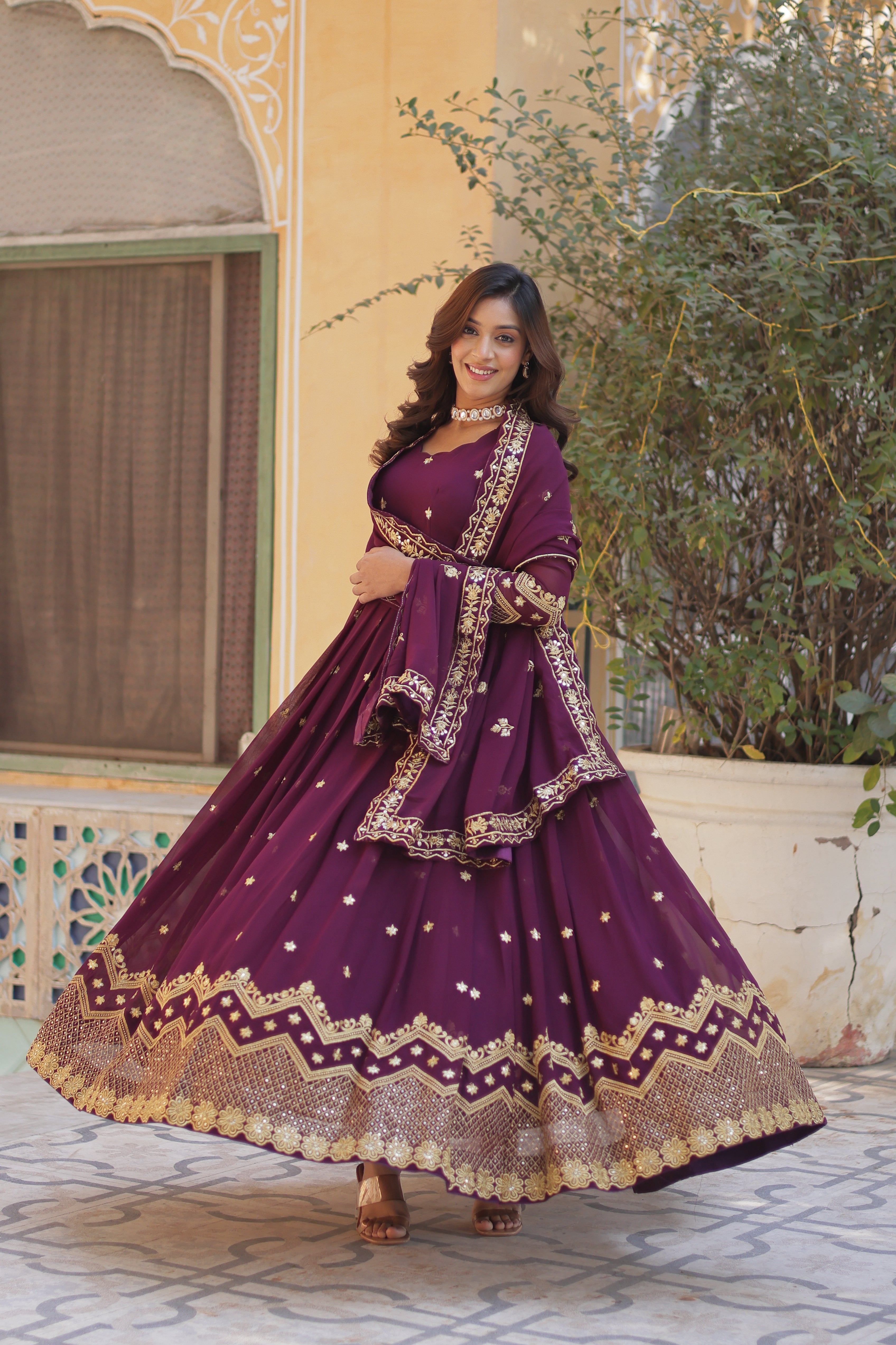Readymade Georgette Gown With Dupatta sets
