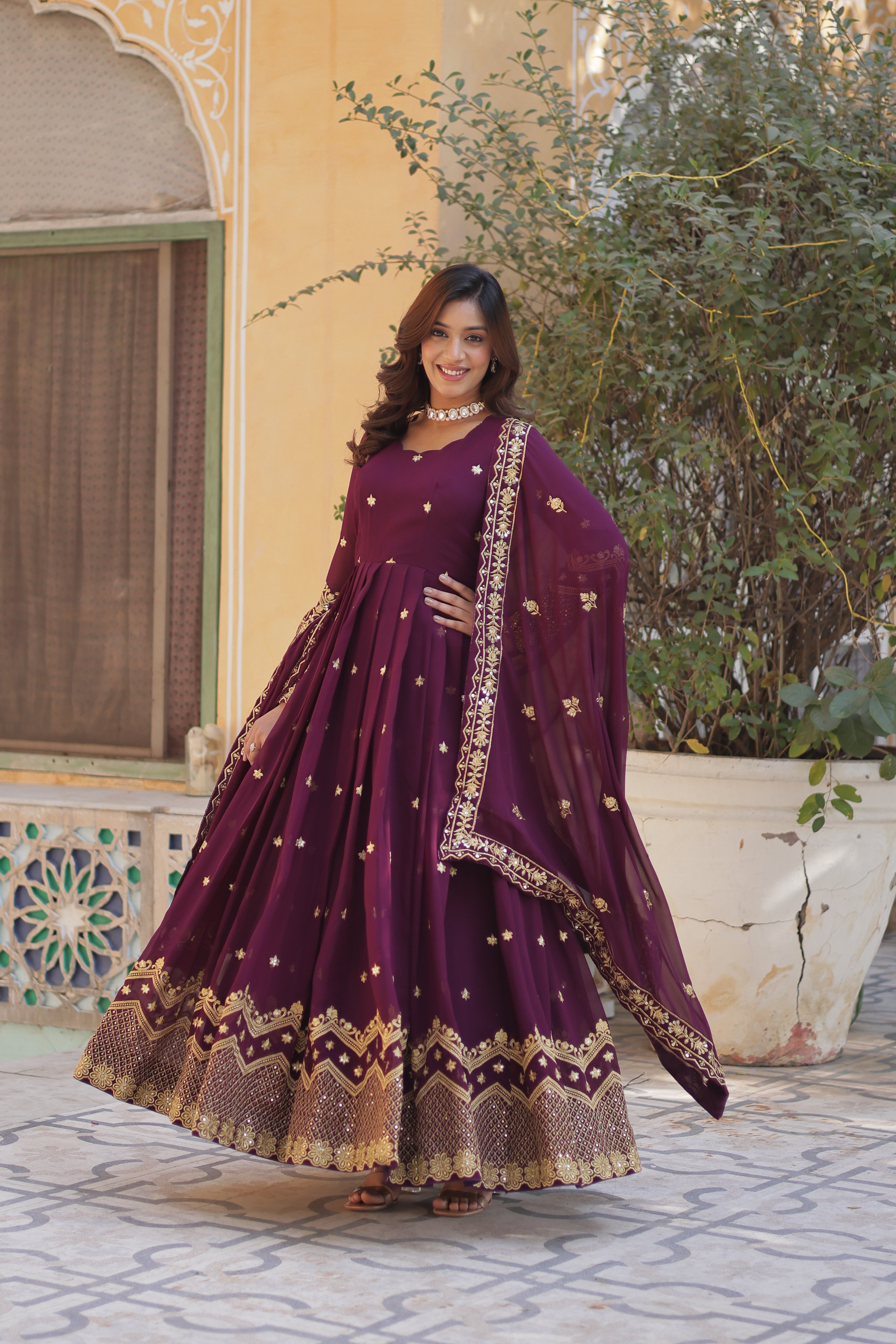 Readymade Georgette Gown With Dupatta sets