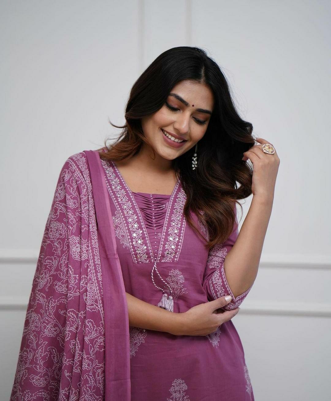 Designer cotton kurta pant with dupatta set