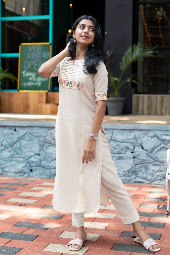 Classy Cotton Flex Off-White Kurta Set