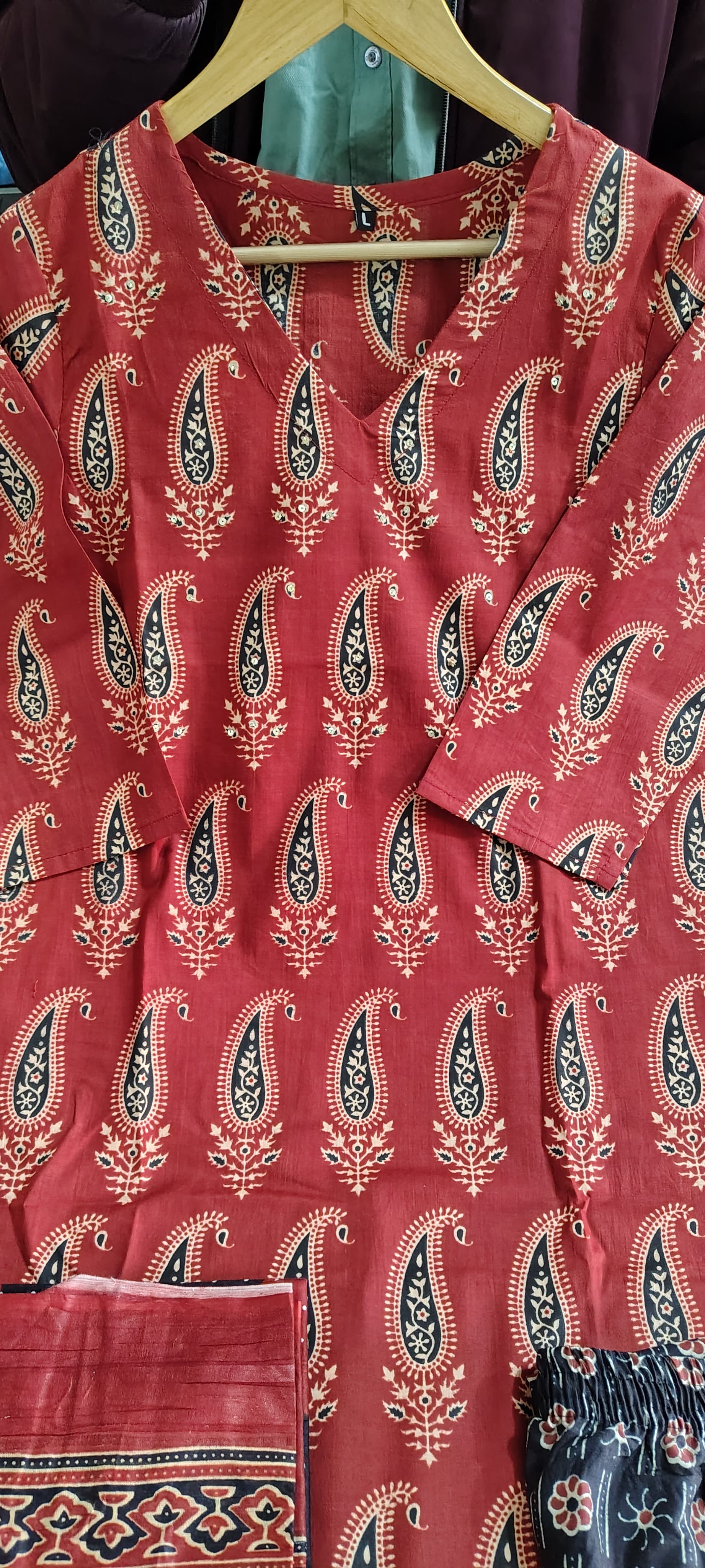 Classic Red Mughal Print Suit Set