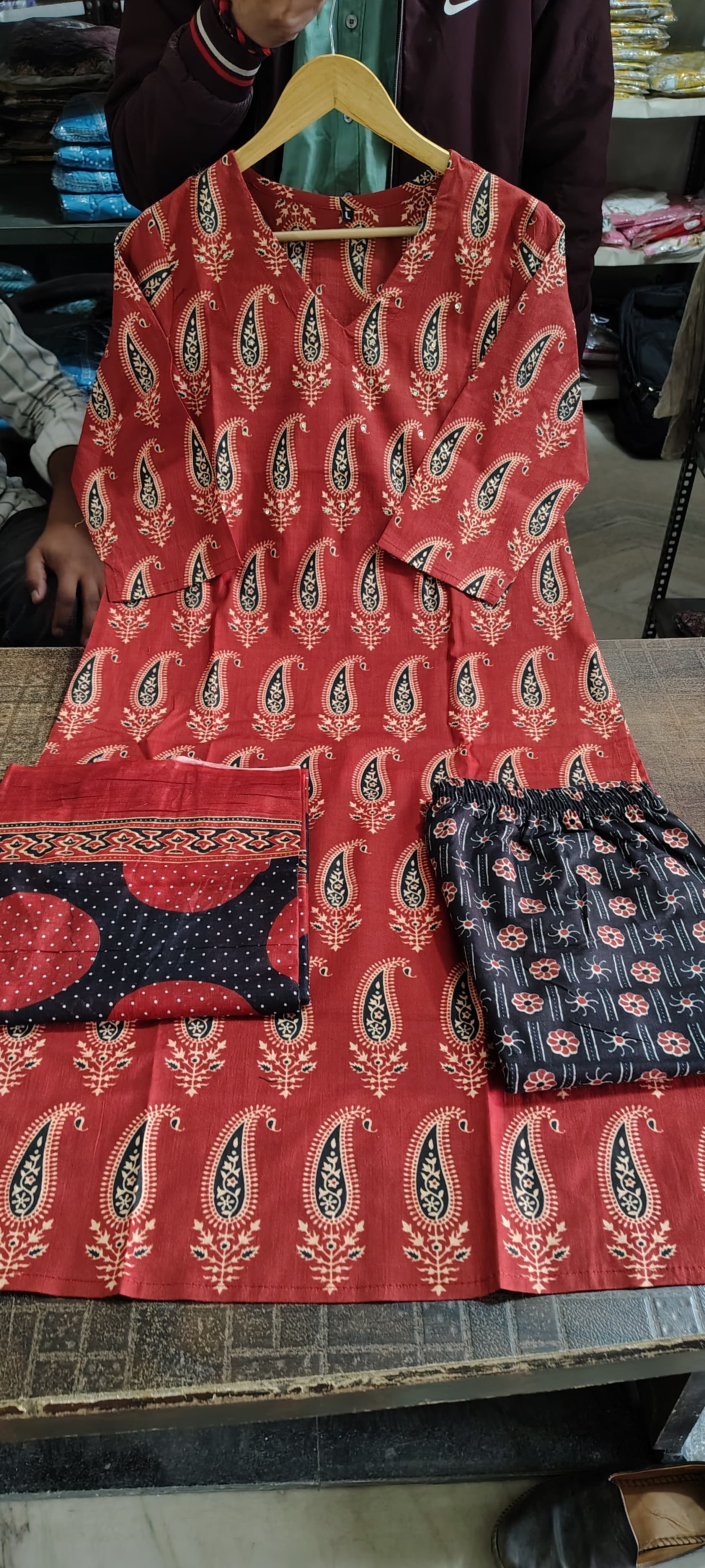 Classic Red Mughal Print Suit Set