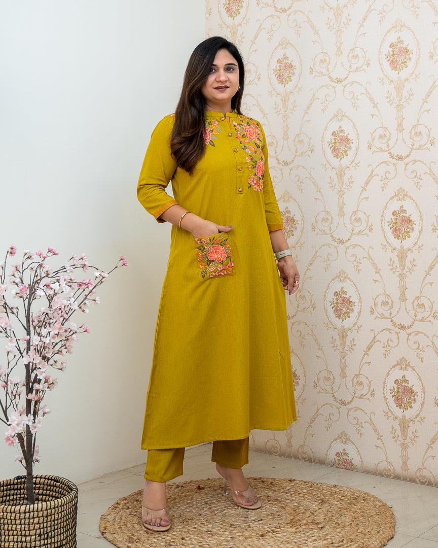 embroidery kurti, cotton kurti pant, Muktanshh
