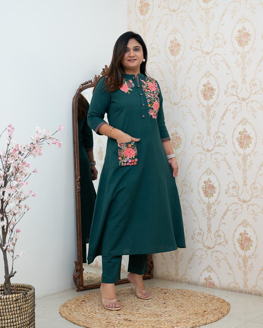 Embroidery kurta set, cotton kurta, Muktanshh