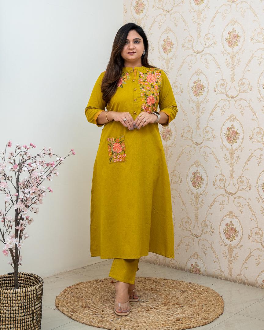 embroidery kurti, cotton kurti pant, Muktanshh