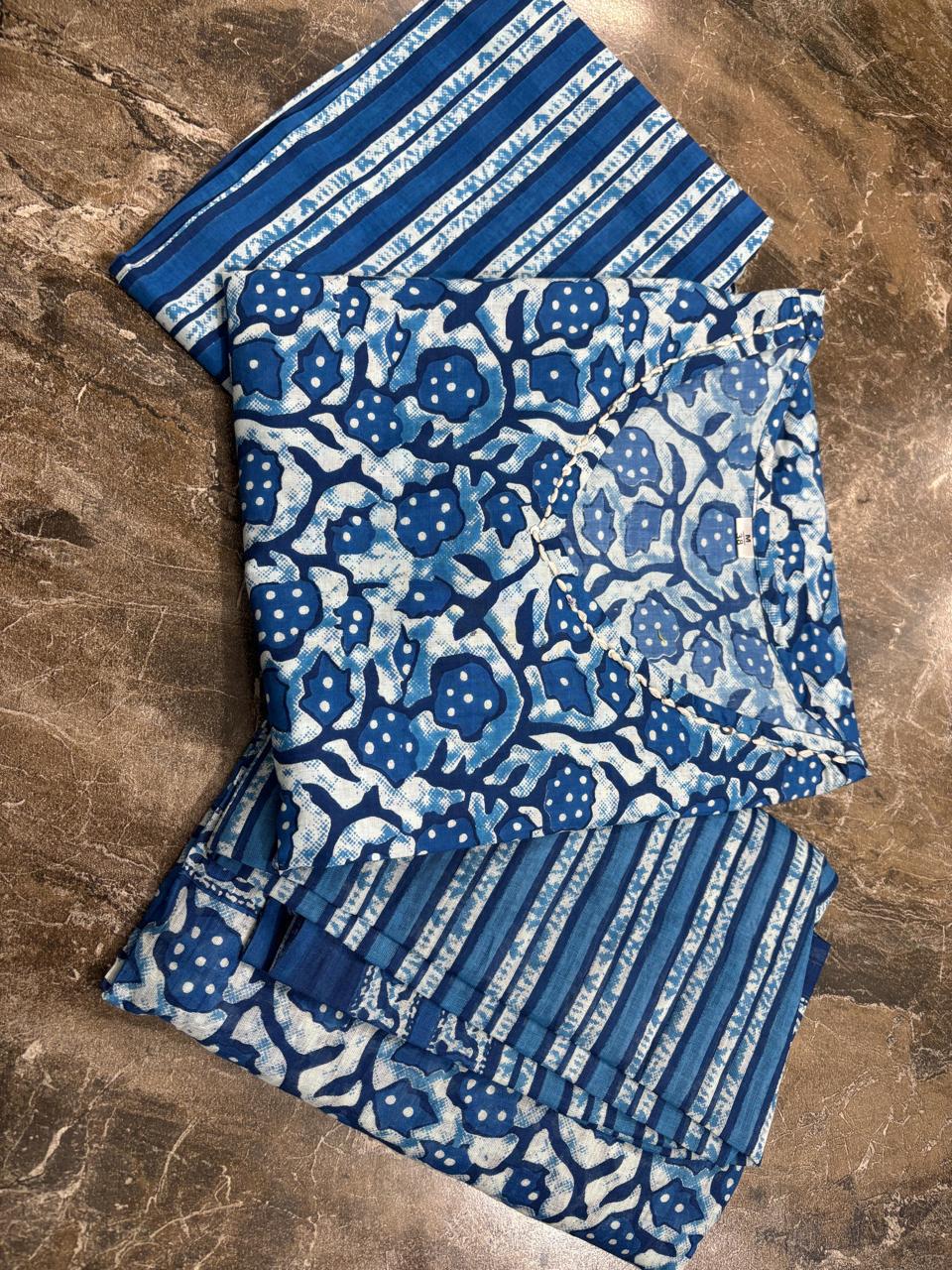 cotton dupatta set, blue dupatta set, Muktanshh