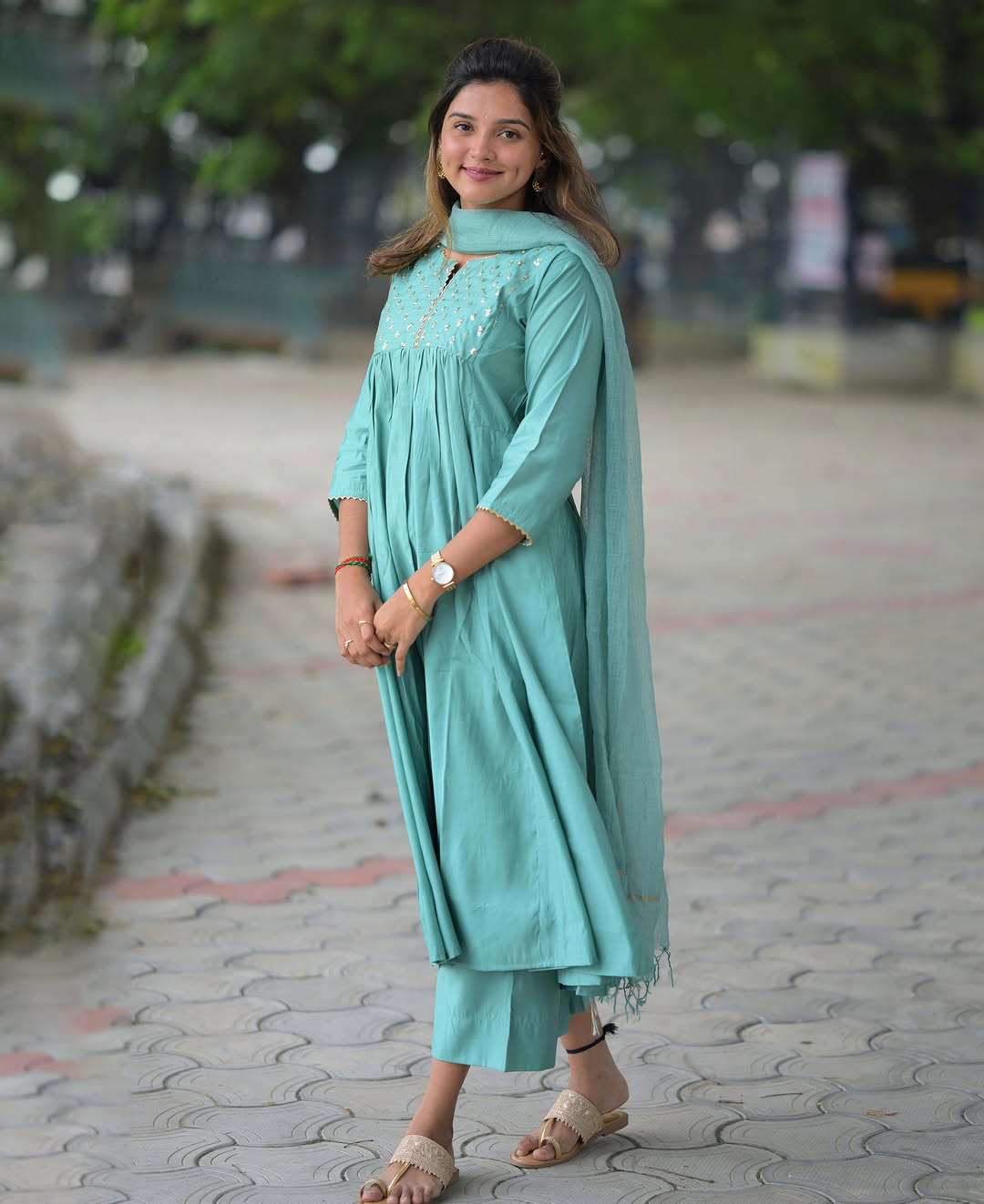 Beautiful Heavy Anarkali Kurti Pant Dupatta Set