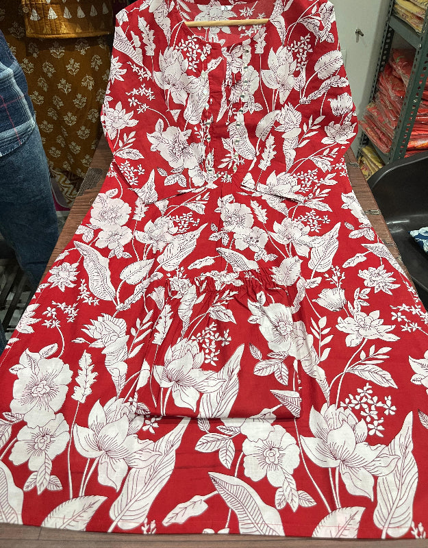 Graceful Red Mirror Work Kurti