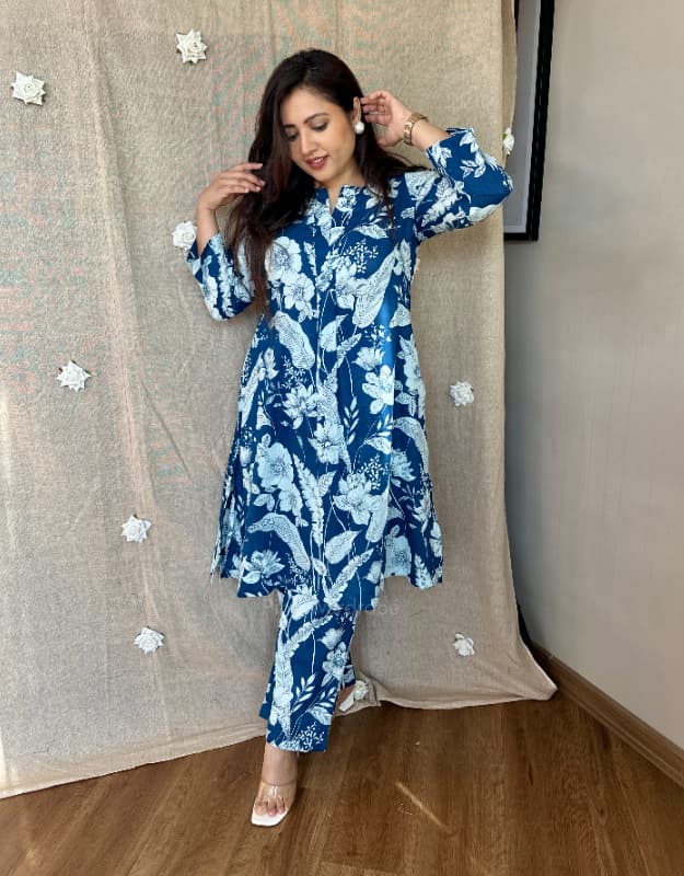 Beautiful Blue Mirror Work Kurti