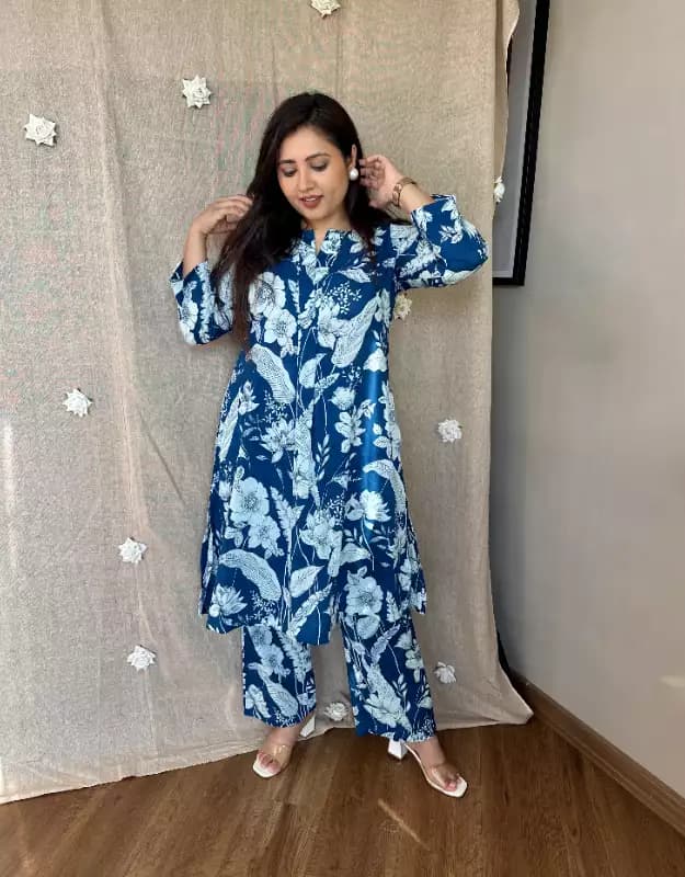 Beautiful Blue Mirror Work Kurti