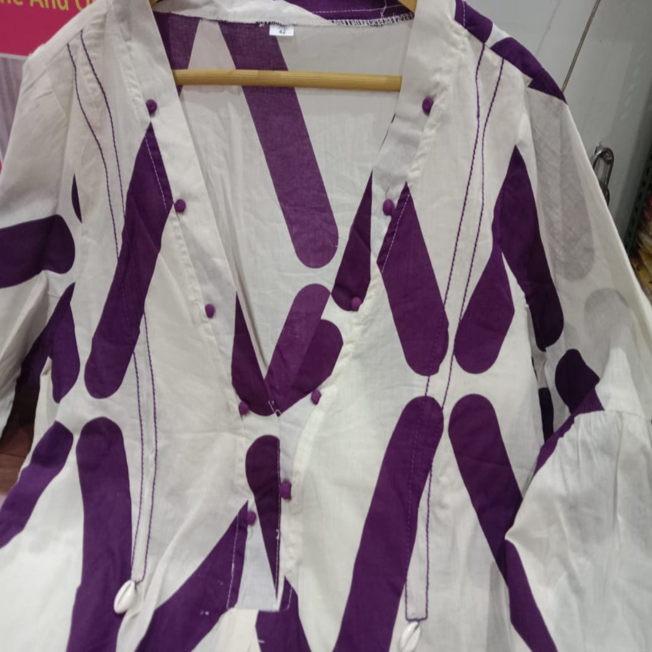 Beautiful Purple Cotton Kurta Pant Set
