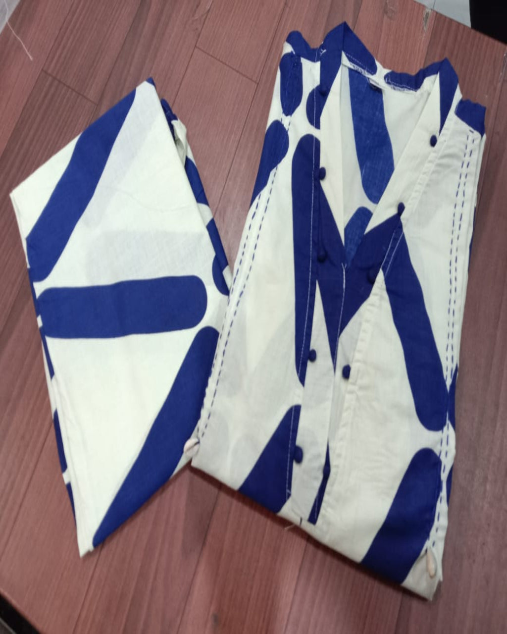 Beautiful Blue Cotton Kurta Pant Set