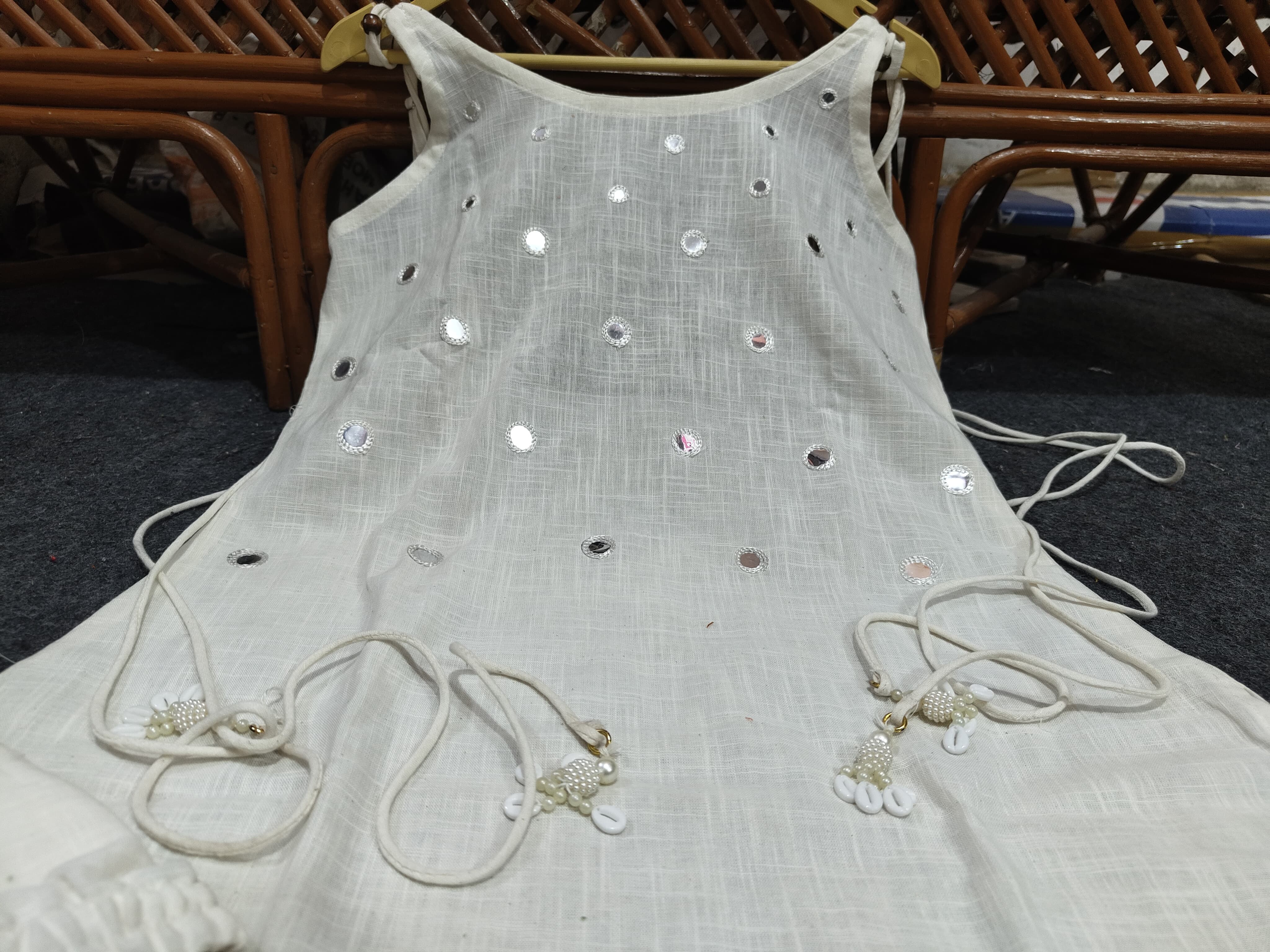 Beautiful White Slub Cotton Cord Set
