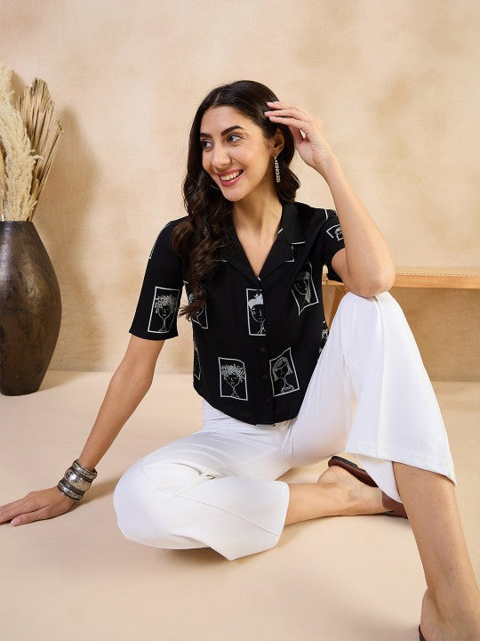 Casual Regular Rayon Solid Women Black Top
