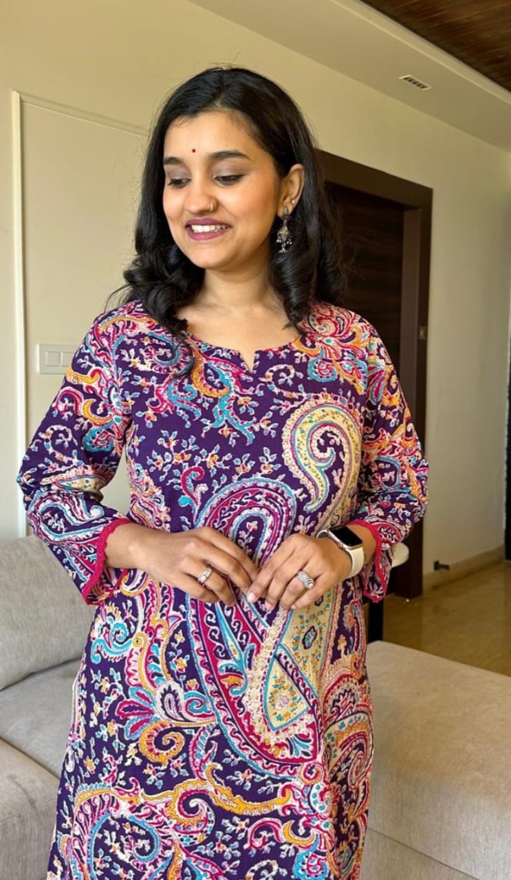 Royal Export Women's Cotton Floral Printed Straight Kurta Set With Pant