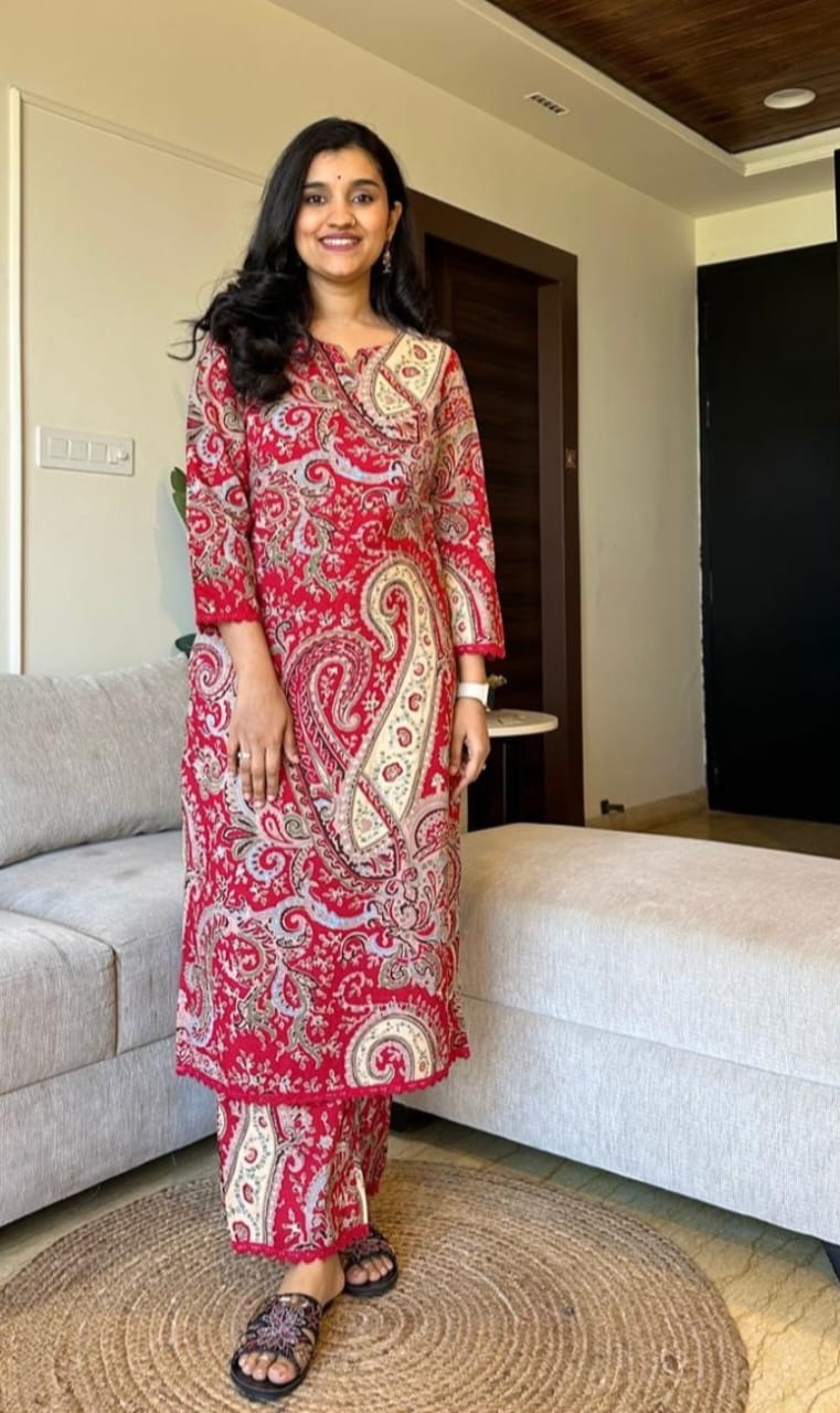 Royal Export Women's Cotton Floral Printed Straight Kurta Set With Pant