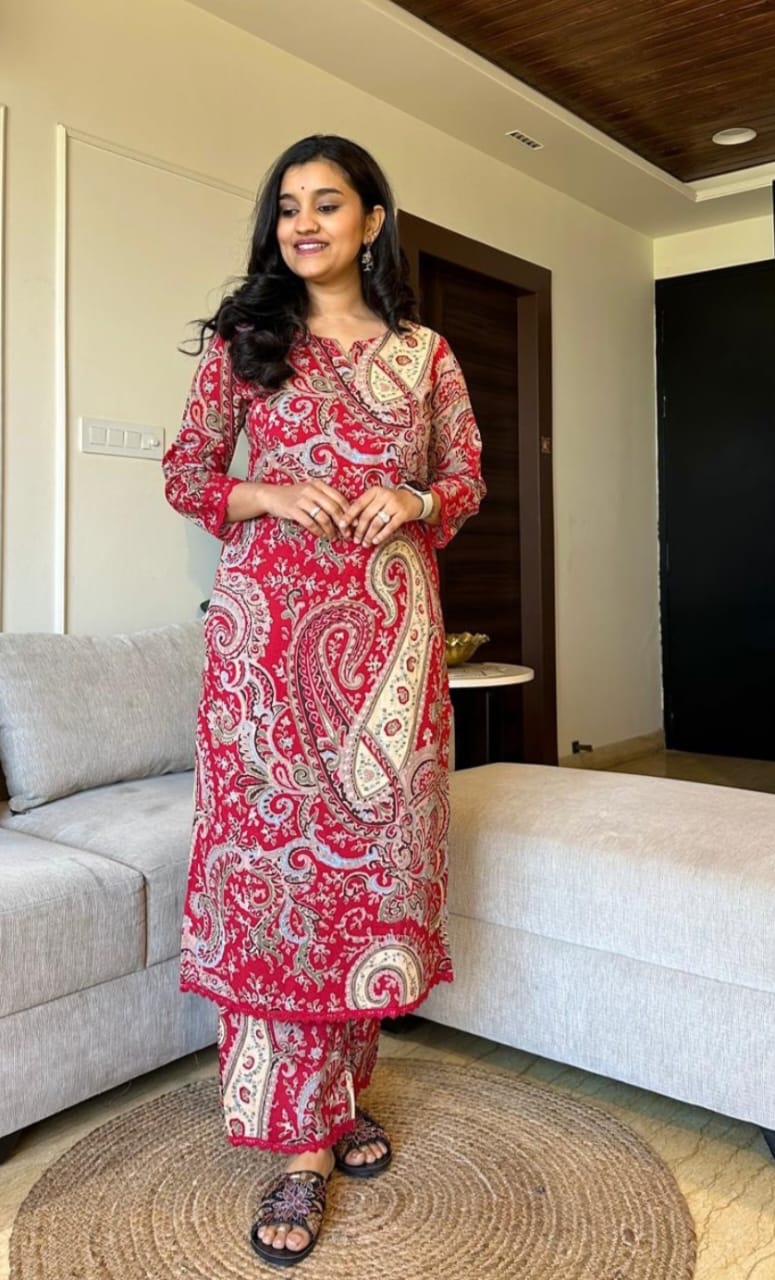 Royal Export Women's Cotton Floral Printed Straight Kurta Set With Pant