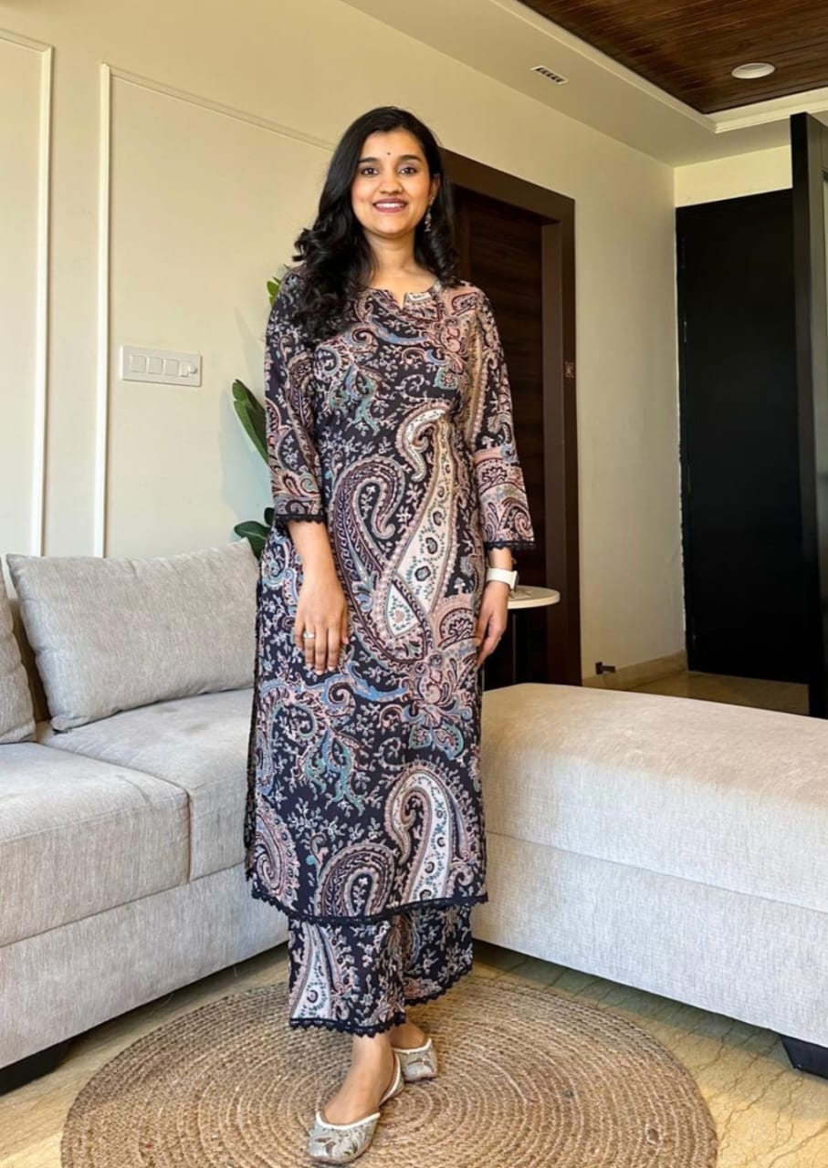 Royal Export Women's Cotton Floral Printed Straight Kurta Set With Pant