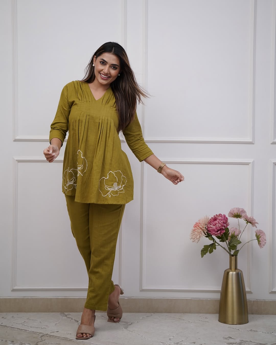 Classy Summers Special Cotton Cord Set with White Thread Embroidery