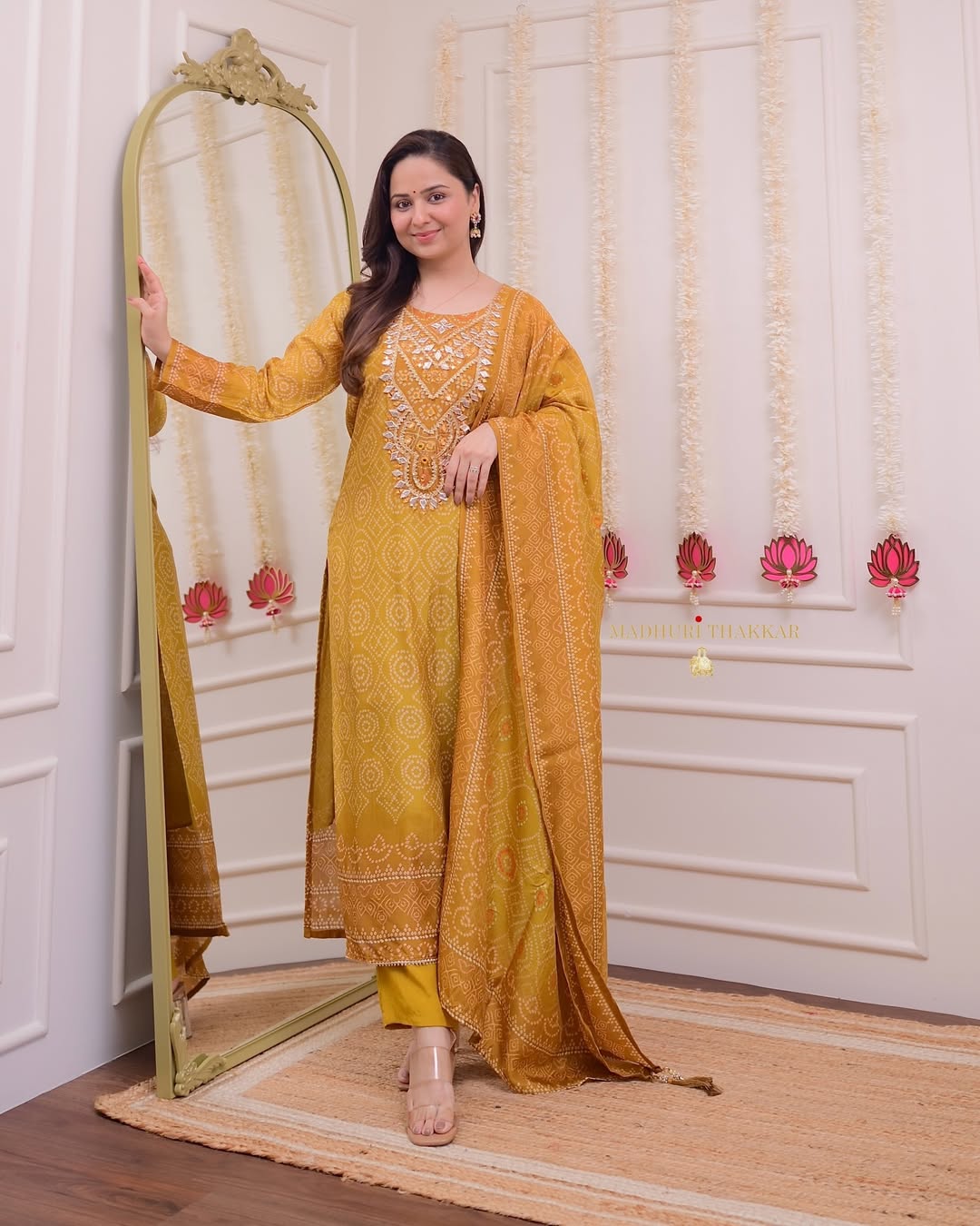 Most Graceful Pure Muslin Yellow Embroidered Suit Set