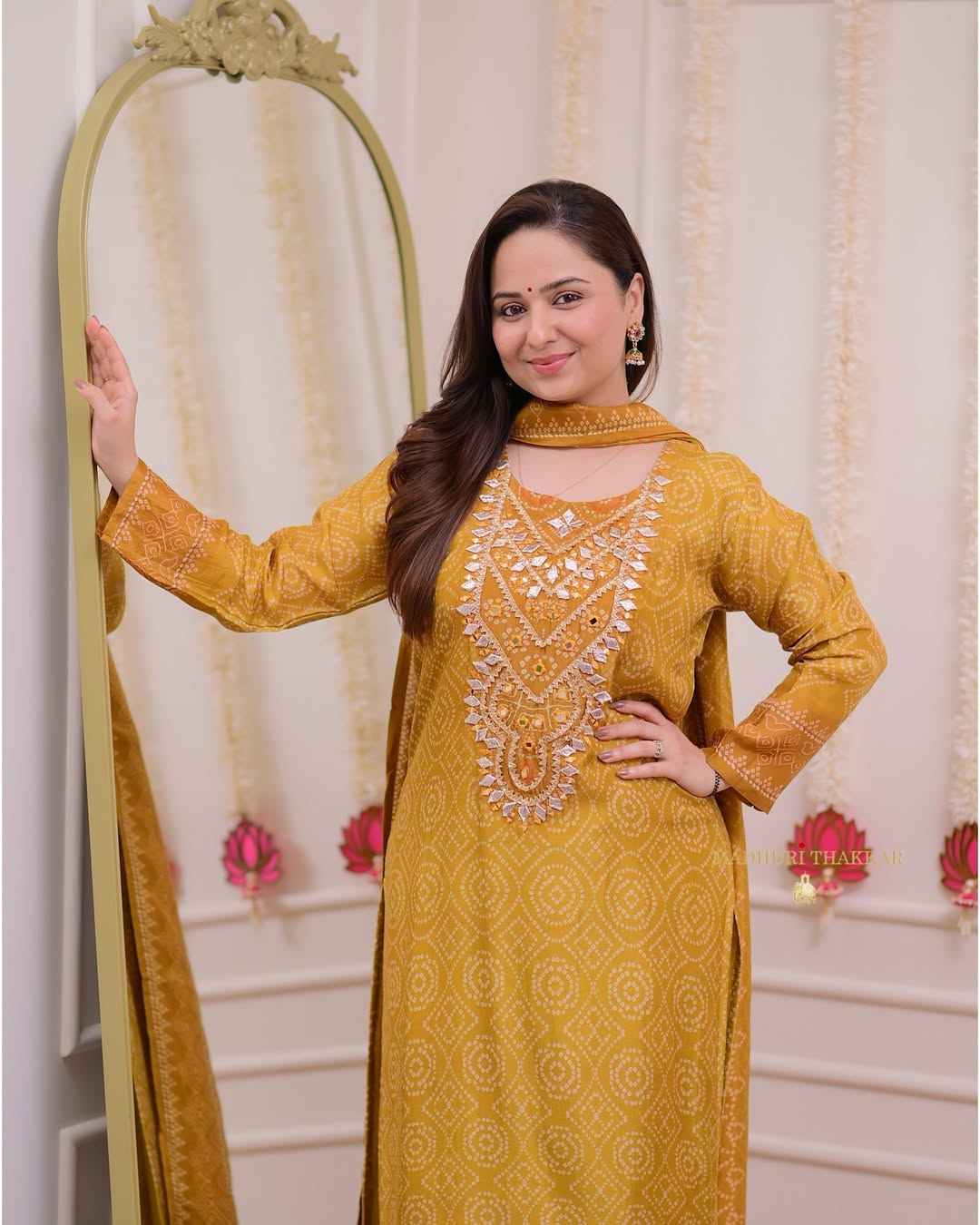 Most Graceful Pure Muslin Yellow Embroidered Suit Set