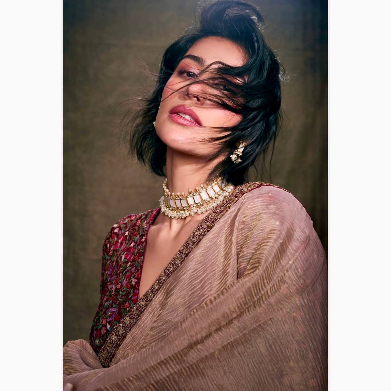 Twill Net Banarasi Crush Saree