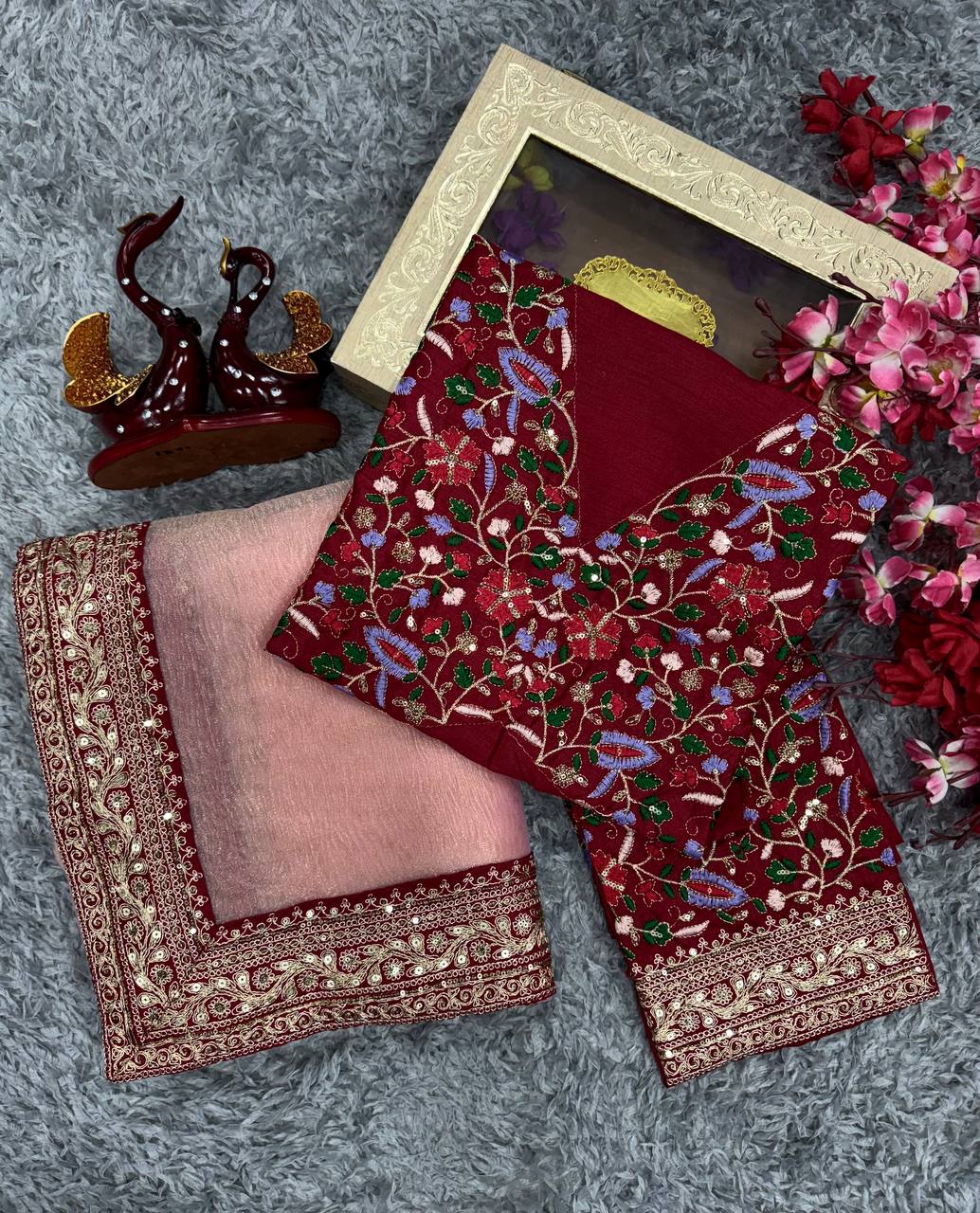 Twill Net Banarasi Crush Saree