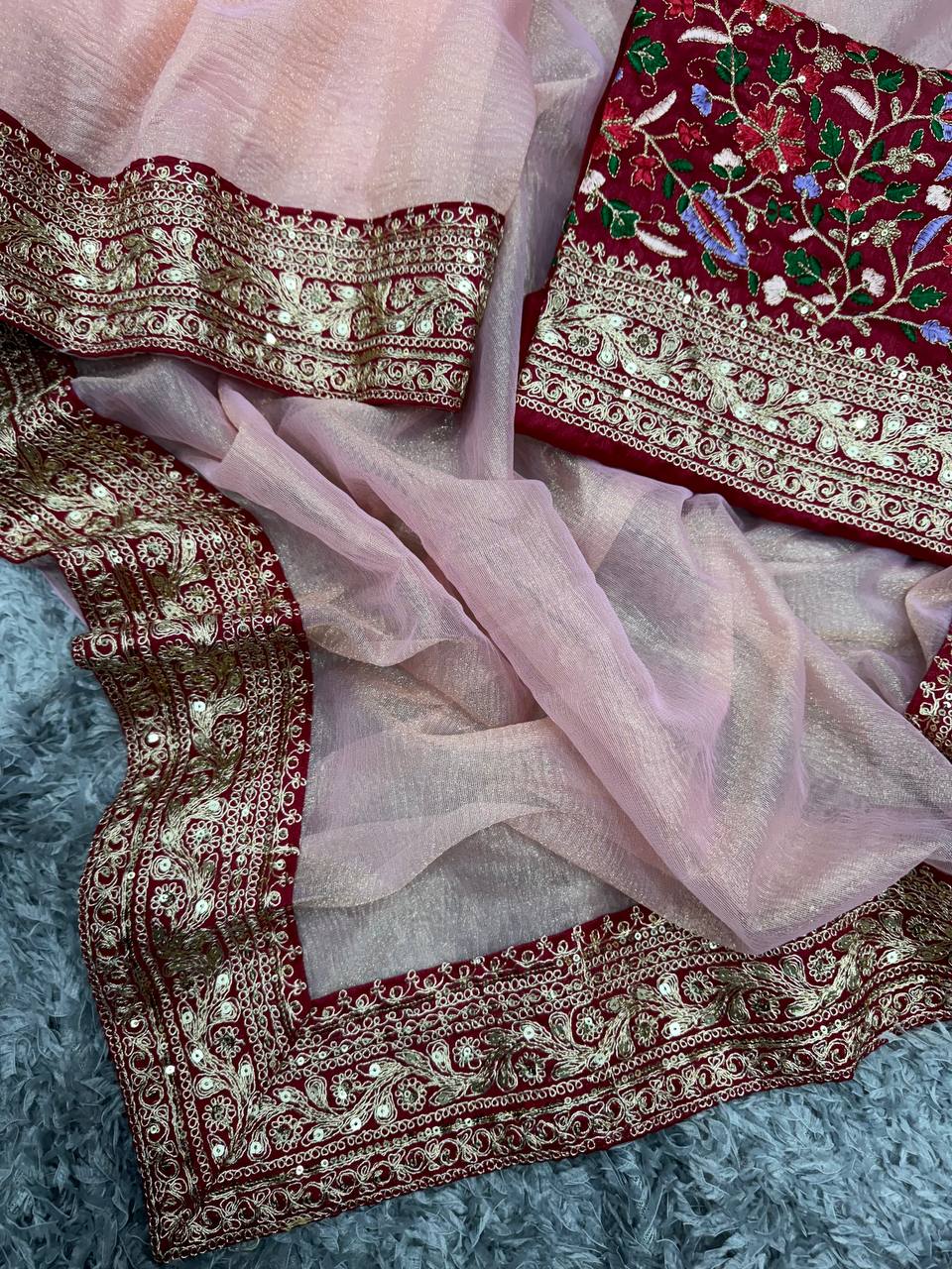Twill Net Banarasi Crush Saree