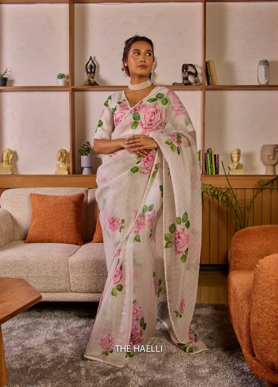 Exclusive Floral Handwork Saree