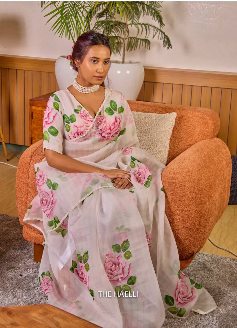 Exclusive Floral Handwork Saree