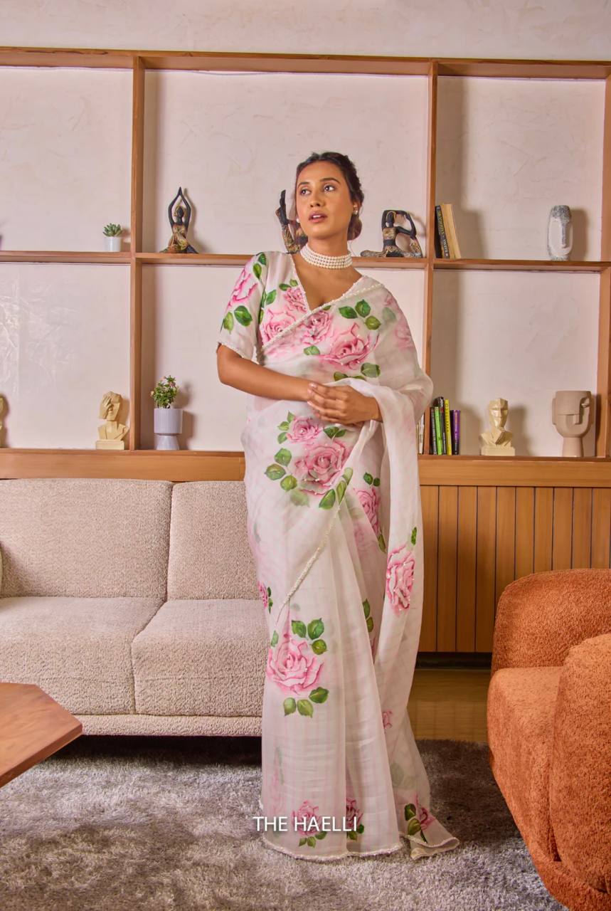 Exclusive Floral Handwork Saree