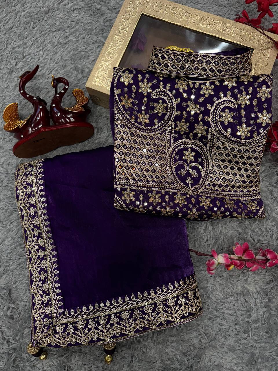 Delicately Handcrafted Sequins Work Saree