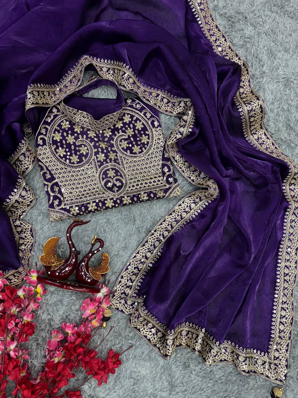 Delicately Handcrafted Sequins Work Saree
