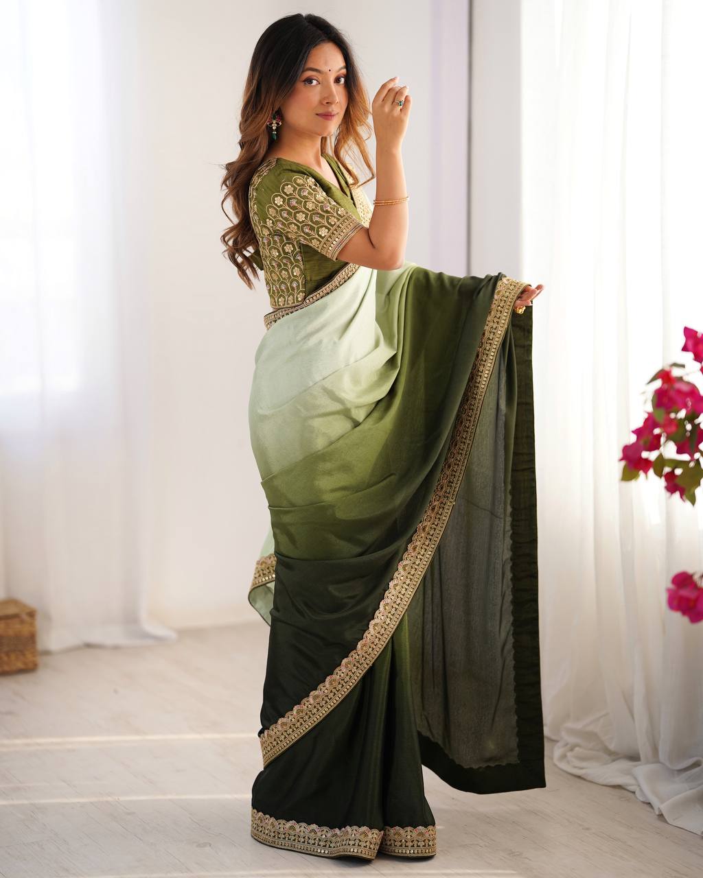 Pure Elegant Sequence Work Saree