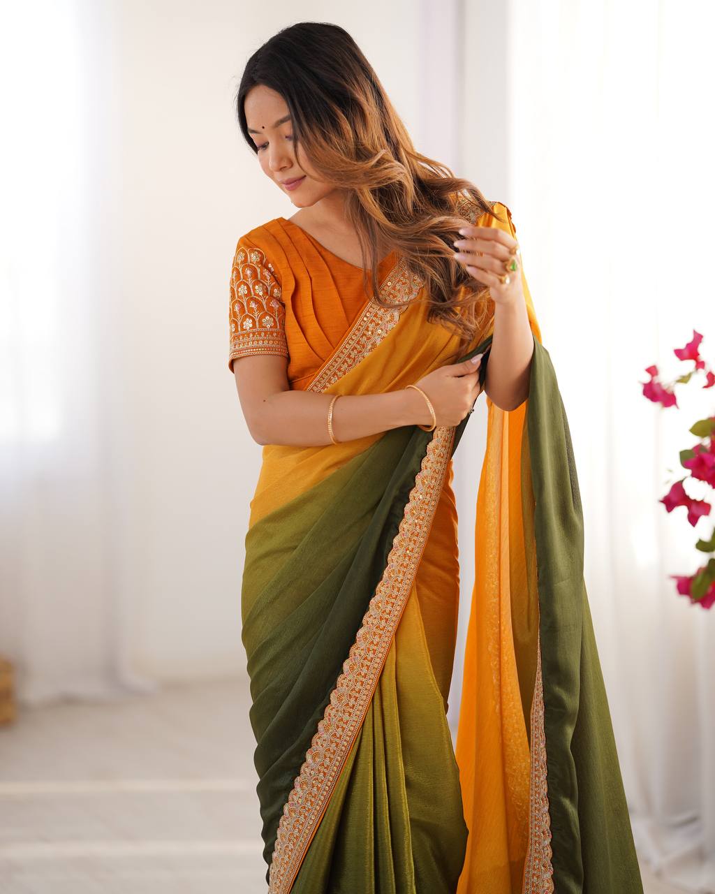 Pure Elegant Sequence Work Saree