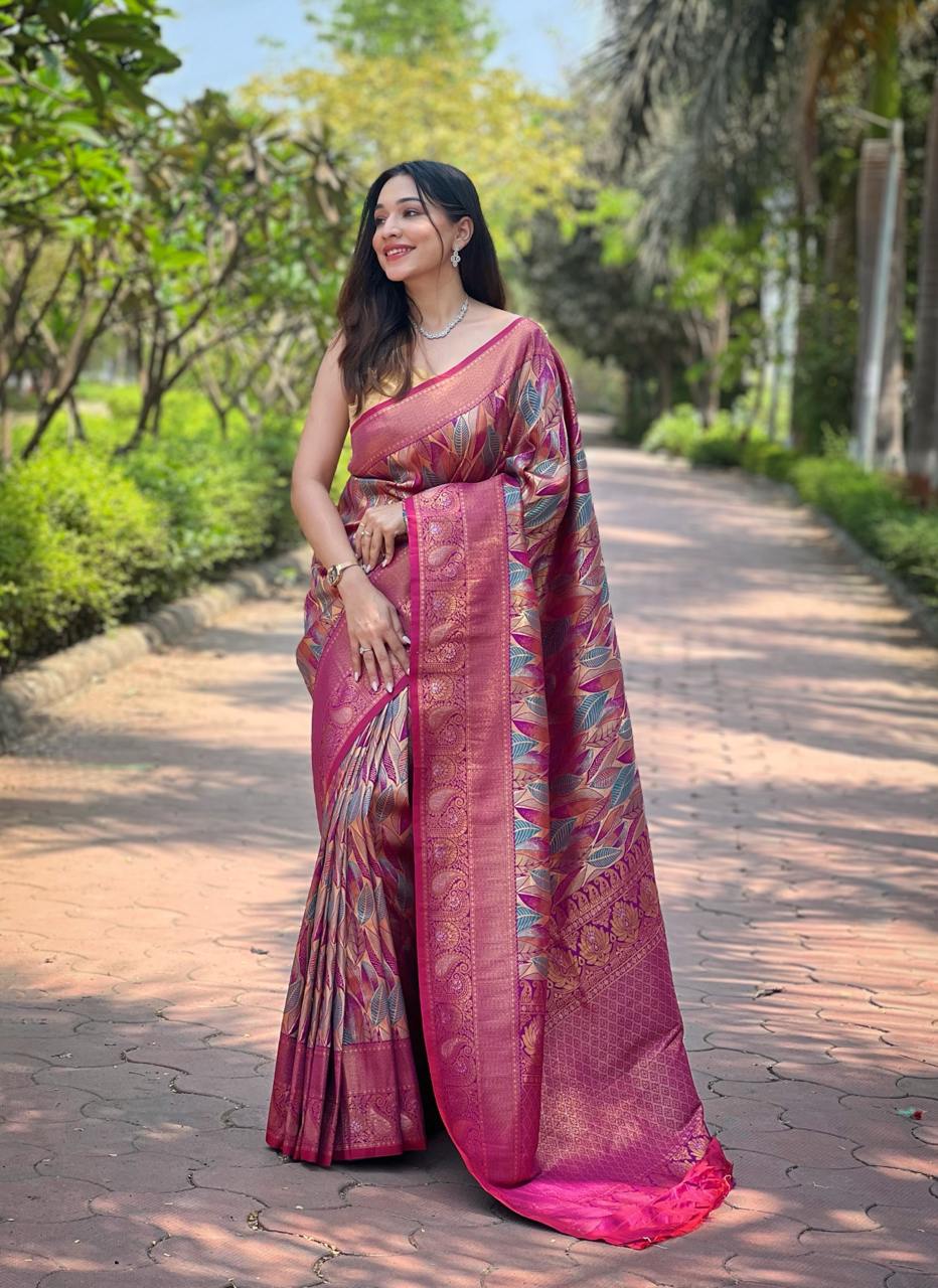 Traditional Kanchipattu Silk Saree with Zari