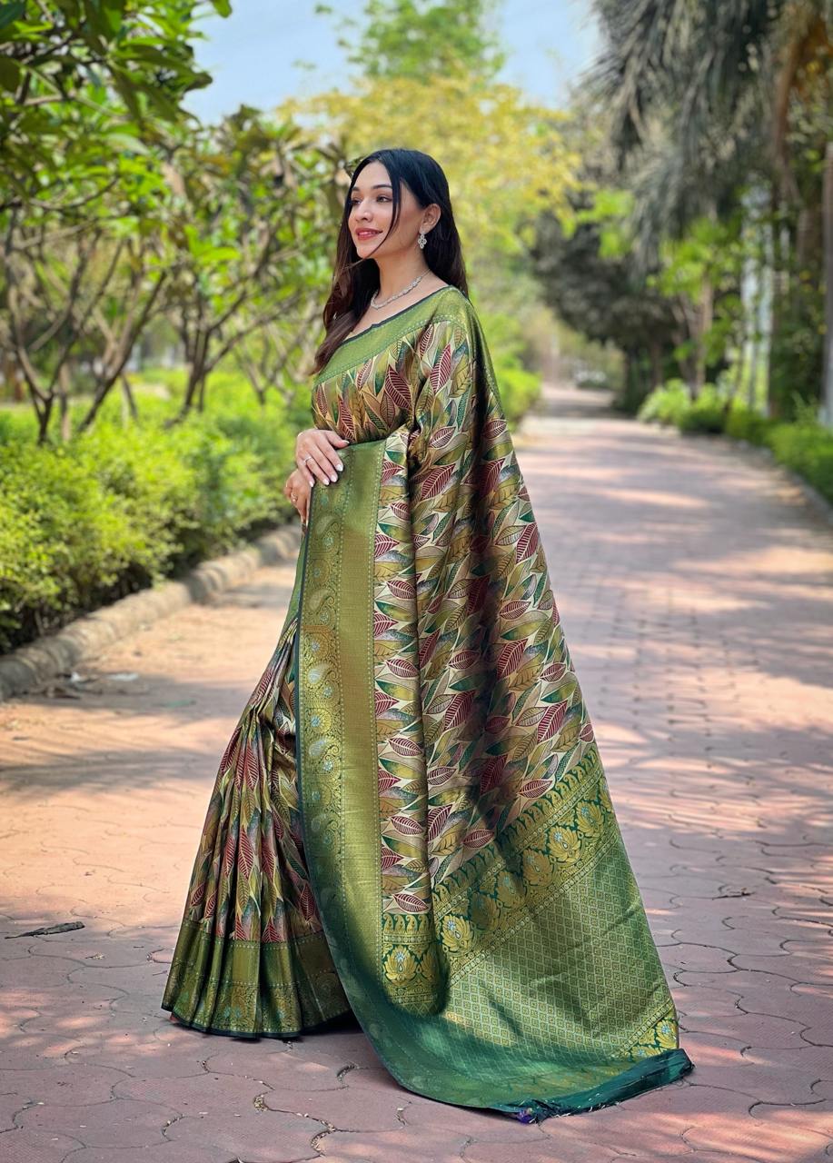 Traditional Kanchipattu Silk Saree with Zari