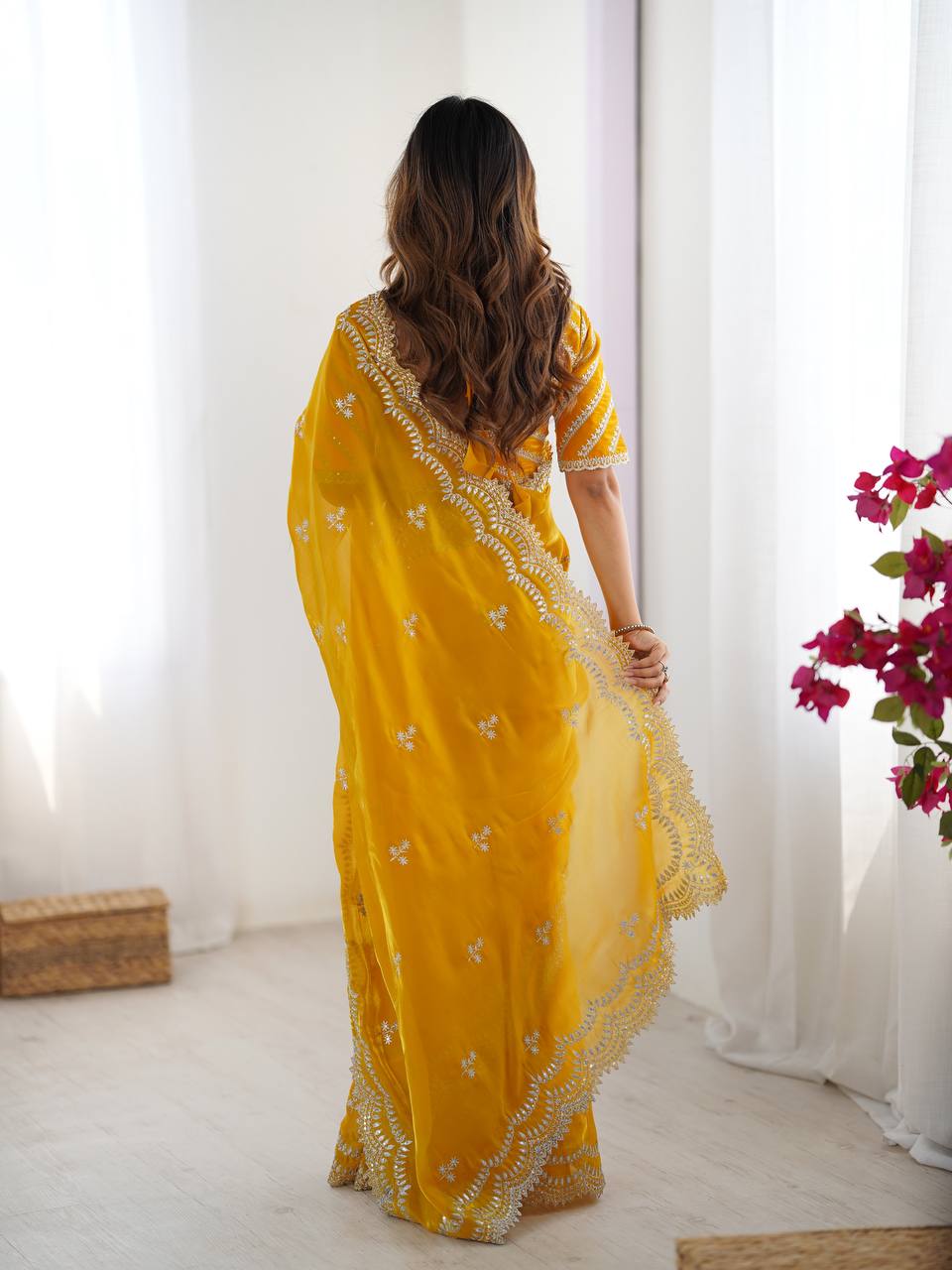 Beautiful Silk Saree with Silver Embroidery