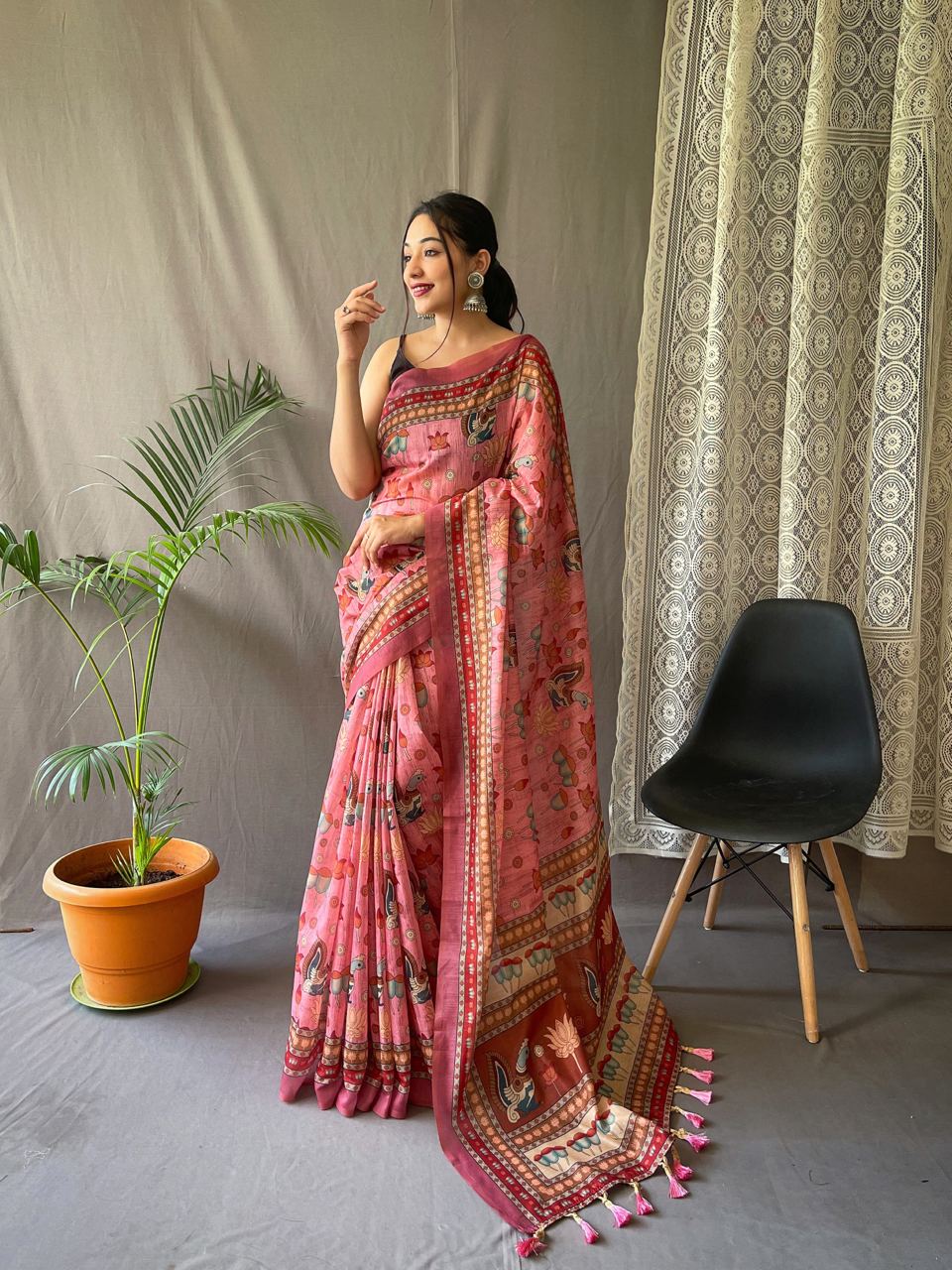 Pure Malai Cotton Saree With Big Border