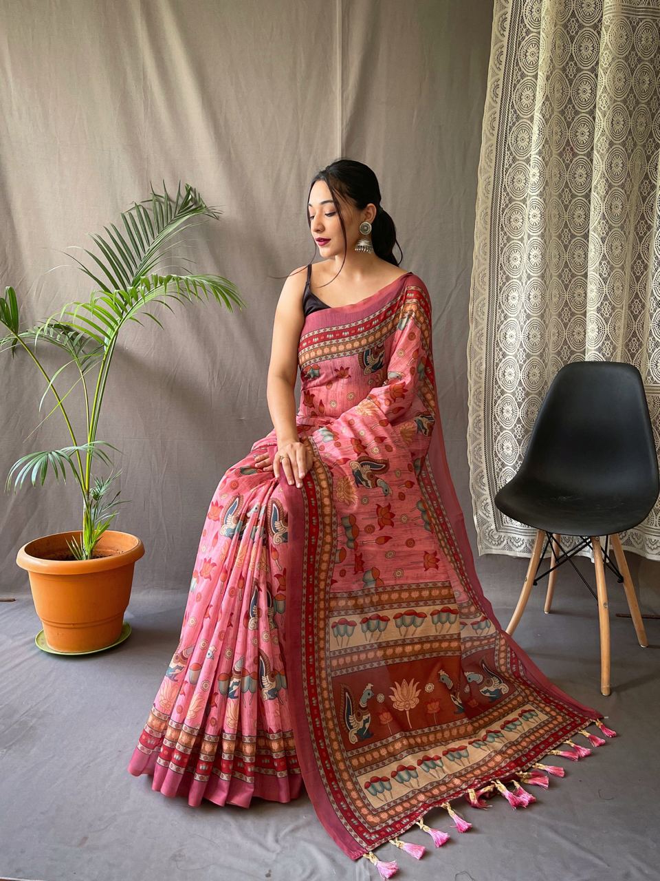 Pure Malai Cotton Saree With Big Border