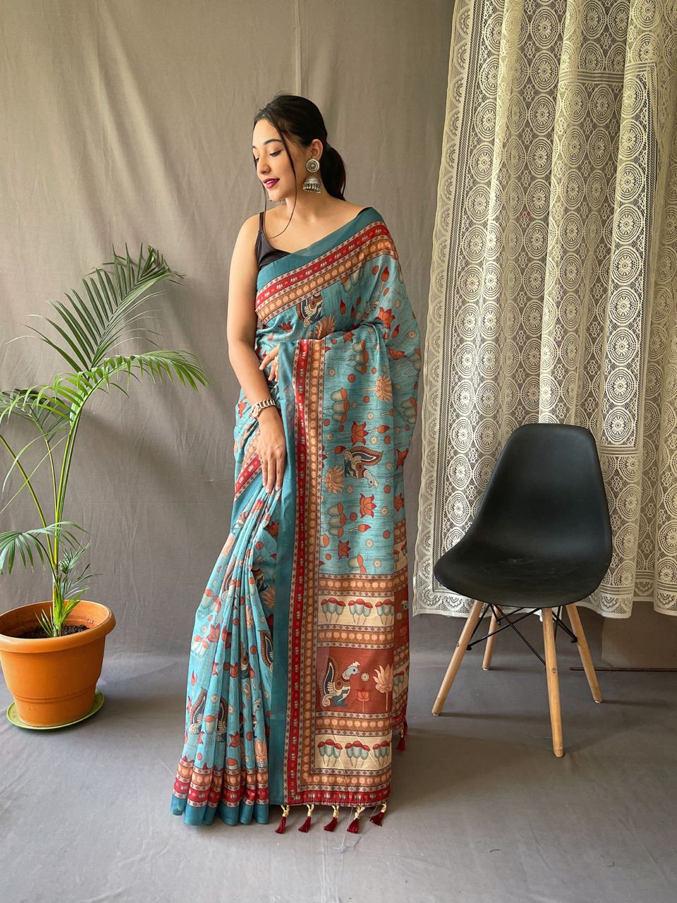 Pure Malai Cotton Saree With Big Border