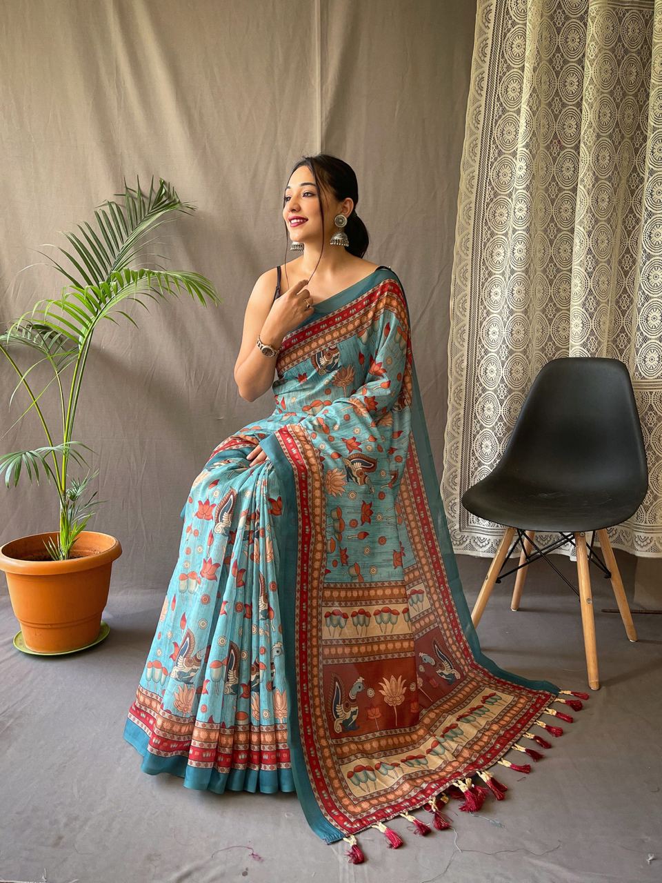 Pure Malai Cotton Saree With Big Border