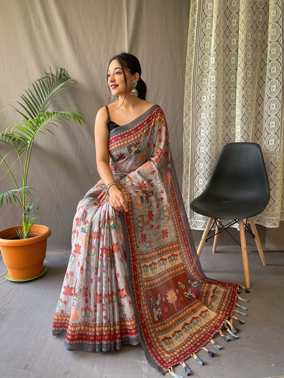 Pure Malai Cotton Saree With Big Border