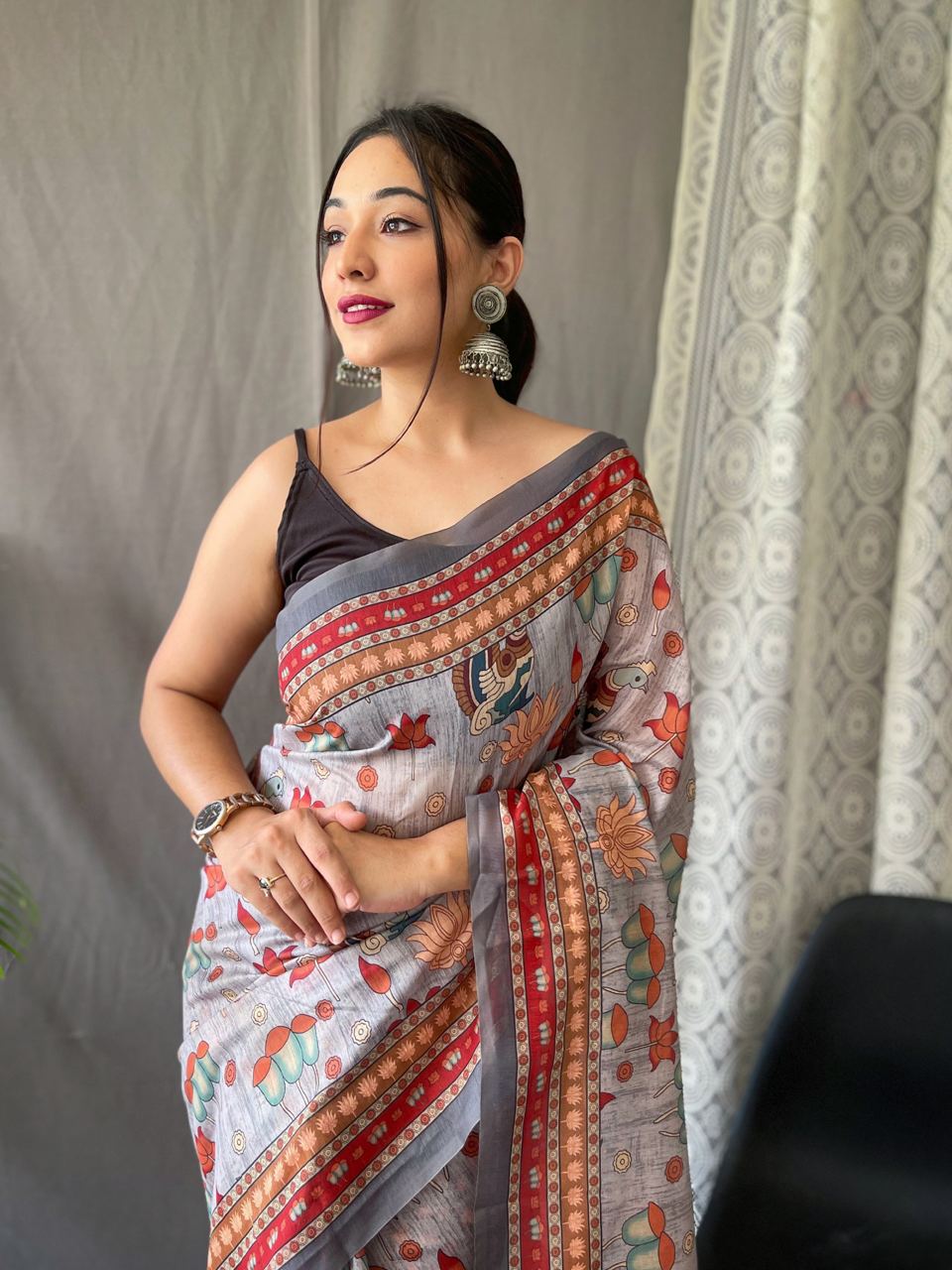 Pure Malai Cotton Saree With Big Border